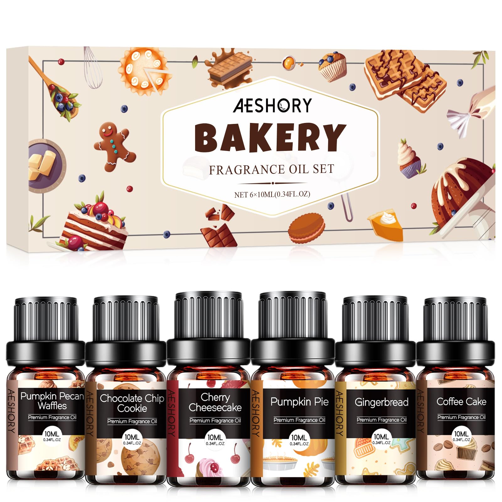 Aeshory Set Oli Essenziali Aroma Panetteria 6 x 10ML
