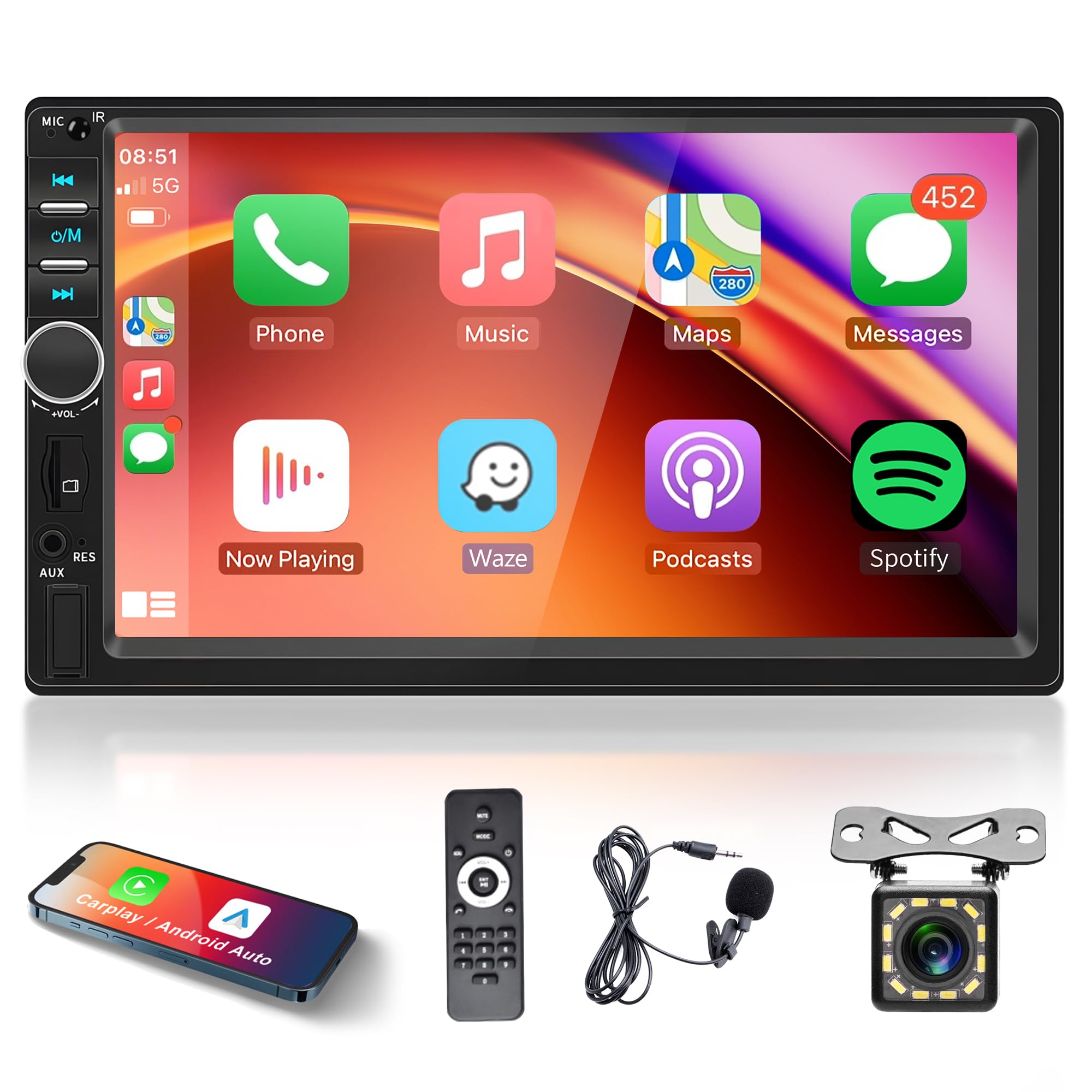 Carplay Autoradio 2 Din 7 Pollici con Android Auto