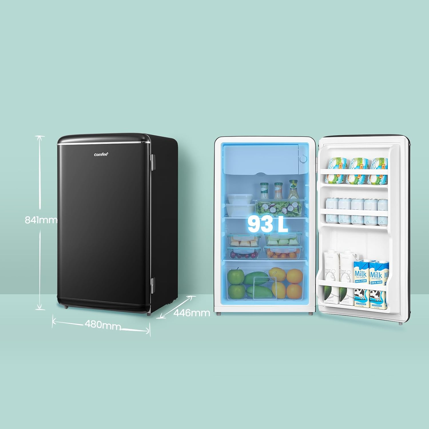 Comfee' RCD93BL2EURT(E) Piccolo Frigorifero 93L Nero - immagine 2
