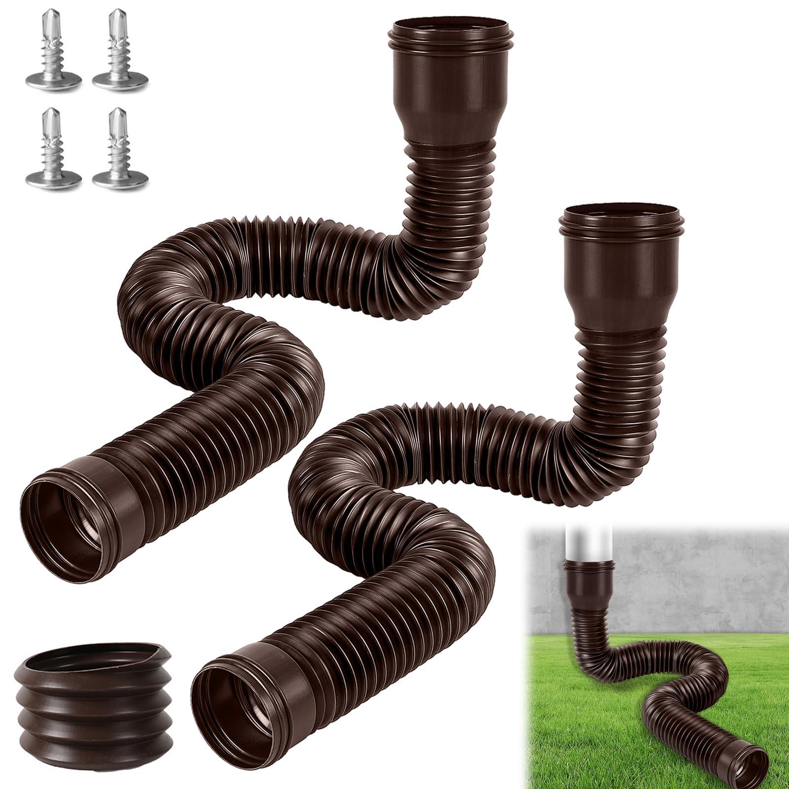 Prolunga Flessibile per Grondaia 80/100mm, Braun (2 pz)