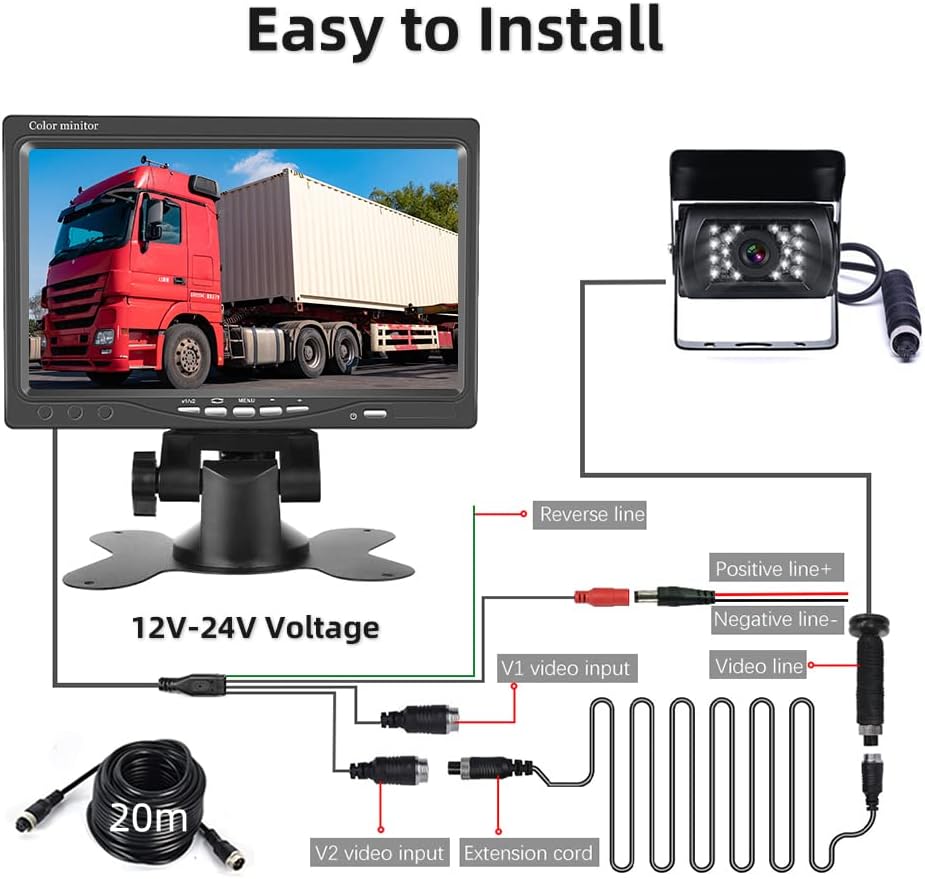 Telecamera Retromarcia Auto con Monitor 7 Pollici e Cavo - immagine 2