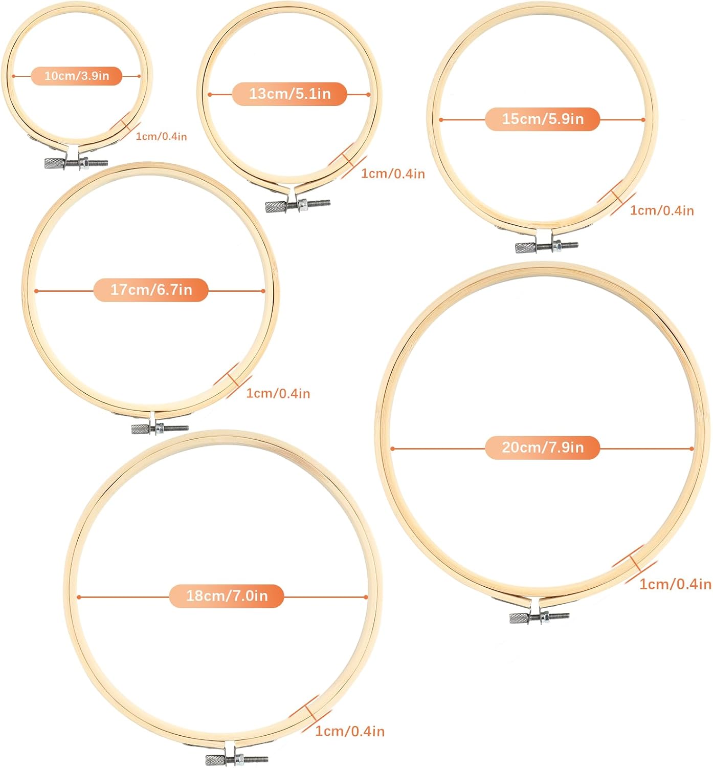 Set 6 Telai da Ricamo in Legno Rotondi - immagine 2