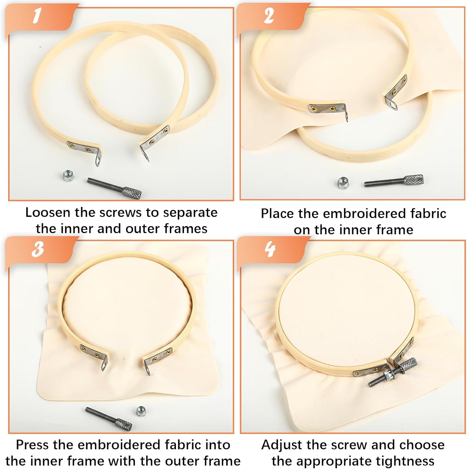 Set 6 Telai da Ricamo in Legno Rotondi - immagine 3