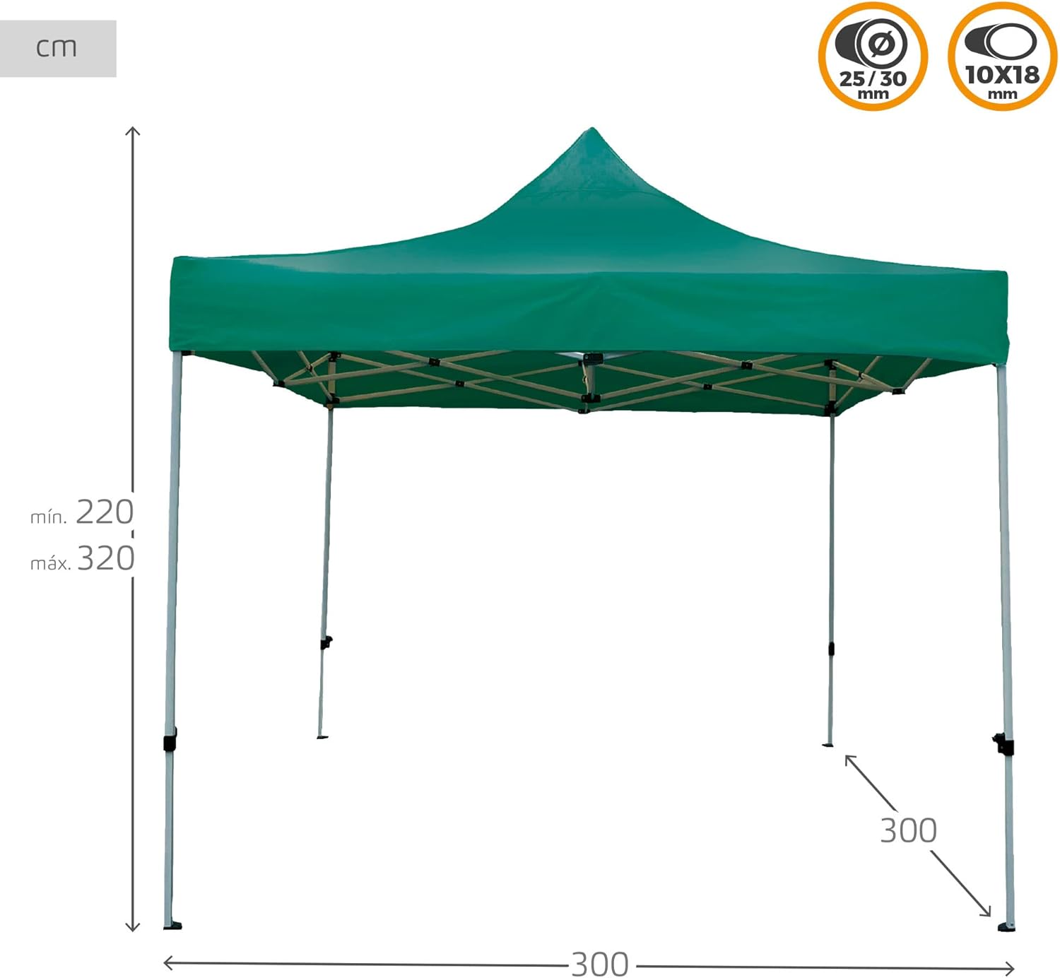 Aktive 61139 - Gazebo Pieghevole 3x3m, Verde - immagine 4