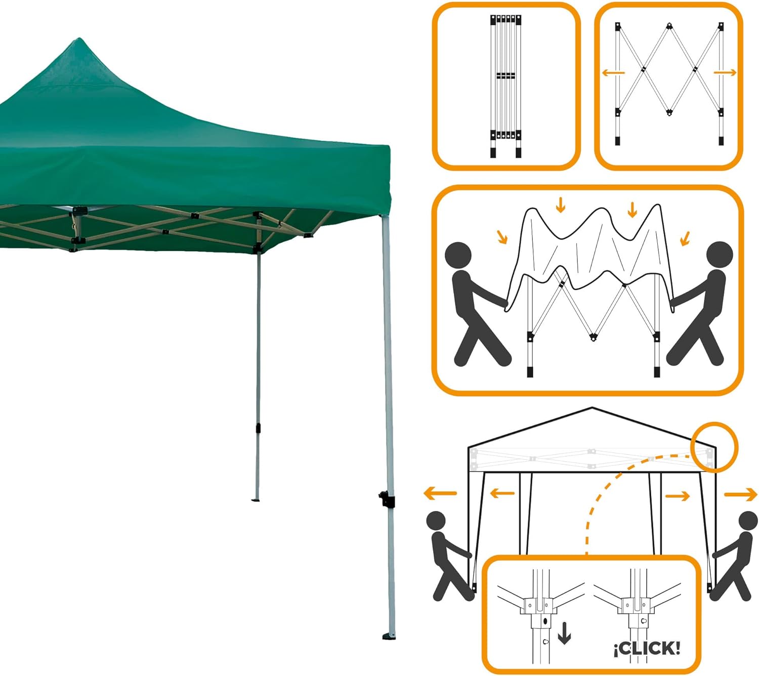 Aktive 61139 - Gazebo Pieghevole 3x3m, Verde - immagine 5