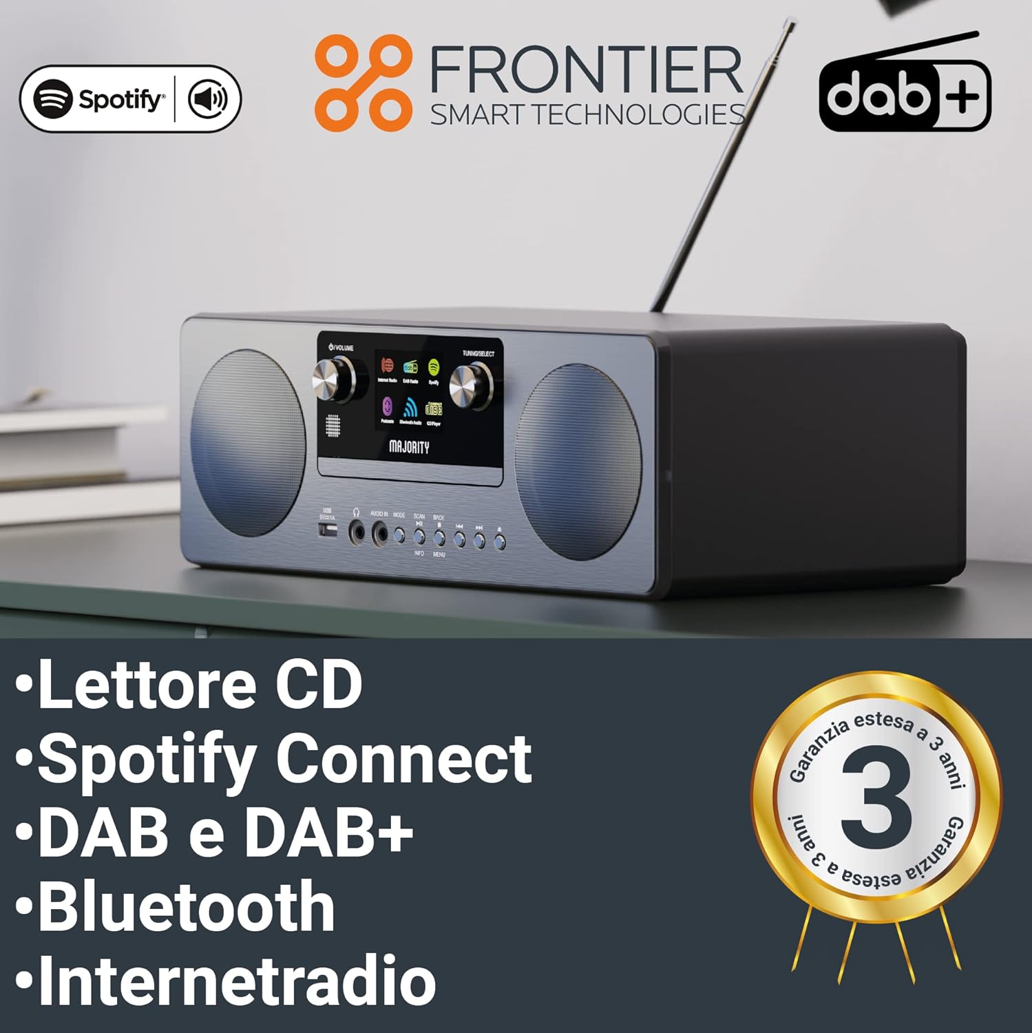 Majority Humboldt - Internet Radio Dab+ con Lettore CD - immagine 2