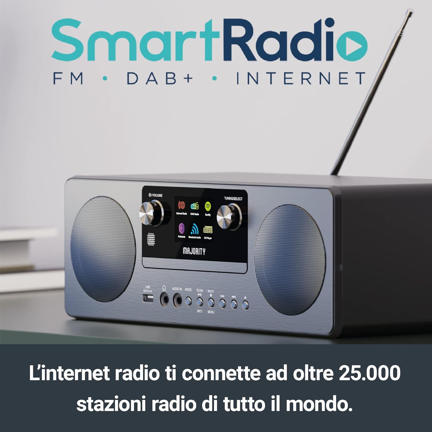 Majority Humboldt - Internet Radio Dab+ con Lettore CD - immagine 4