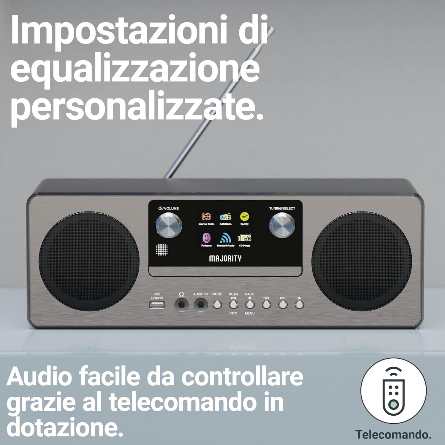 Majority Humboldt - Internet Radio Dab+ con Lettore CD - immagine 7