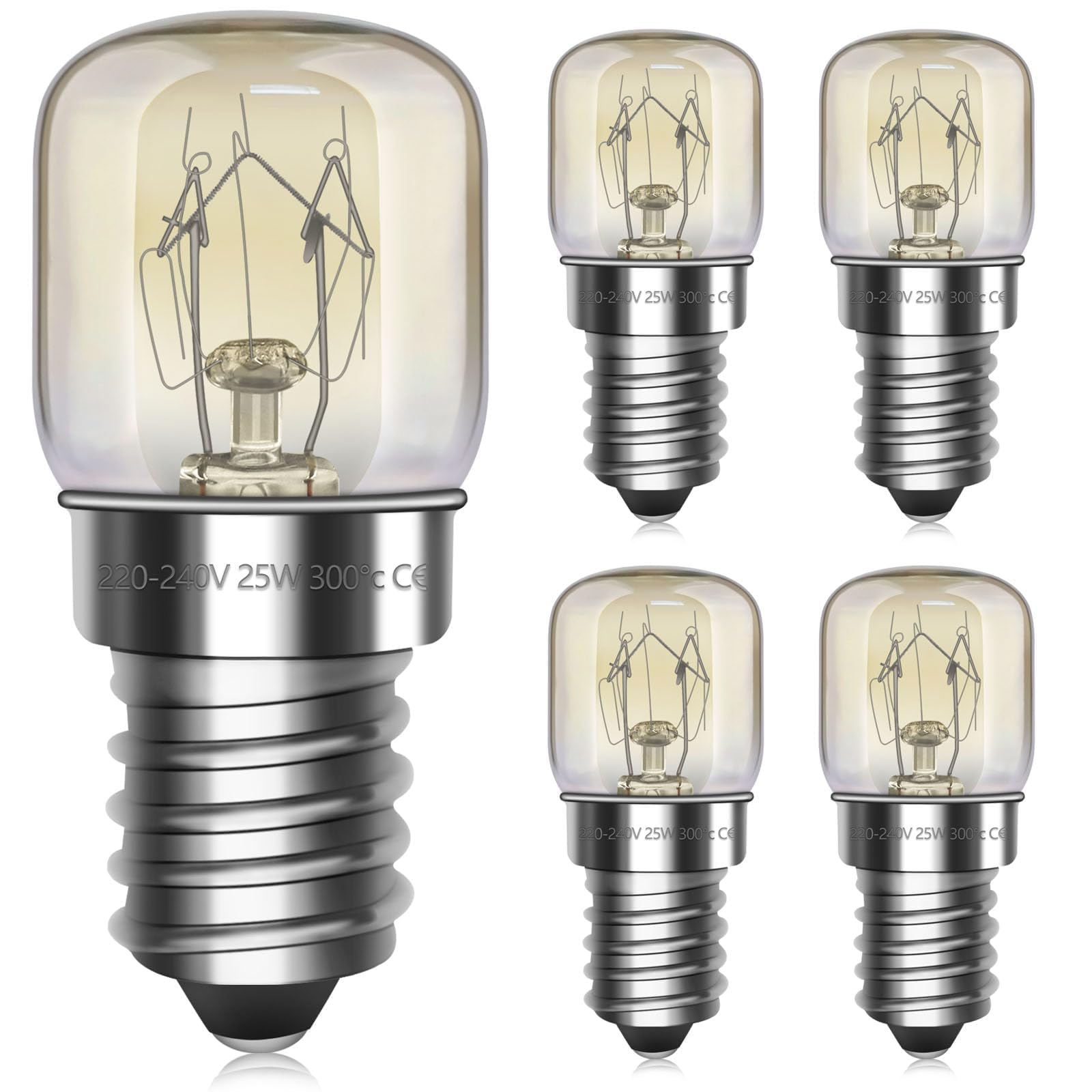 Lampadina Forno E14 SES 300°C Bianco Caldo 5 Pezzi