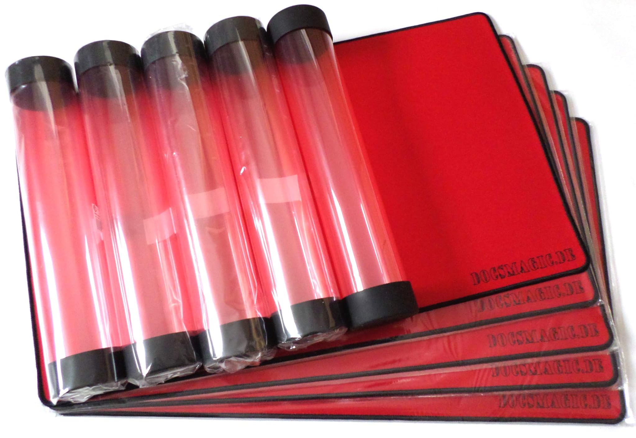Docsmagic.de 5x Premium Playmat + Tube Big, Red