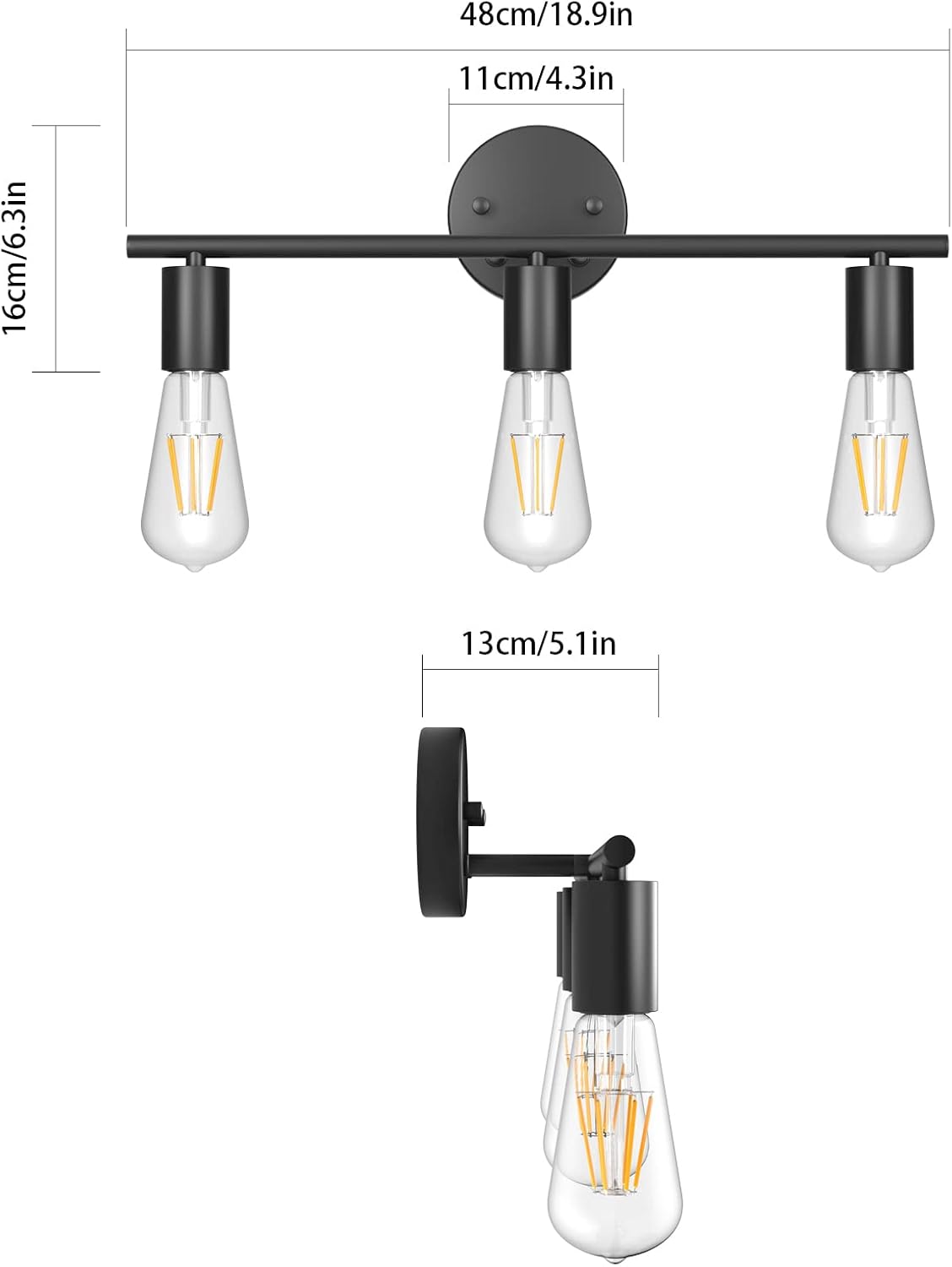 Klighten Lampada da Specchio Bagno Industriale Vintage - immagine 4