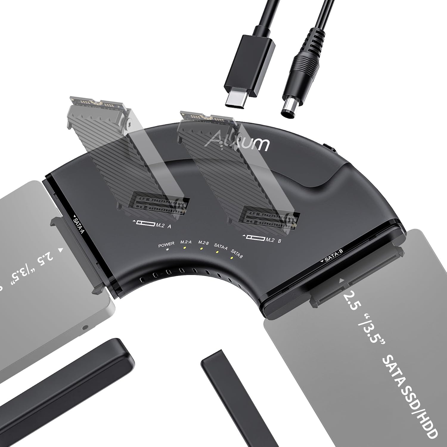 Alxum Adattatore USB 3.0 a M.2/SATA 4 Bay Doppia PCIE NVMe - immagine 1