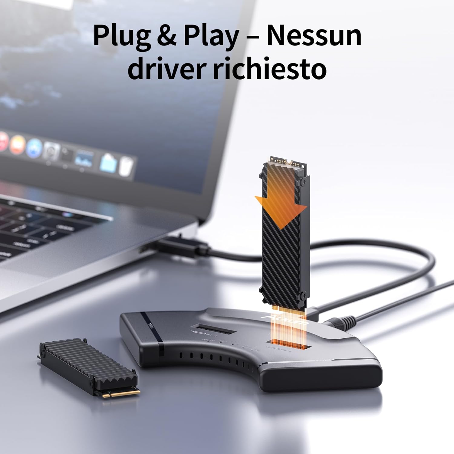 Alxum Adattatore USB 3.0 a M.2/SATA 4 Bay Doppia PCIE NVMe - immagine 5