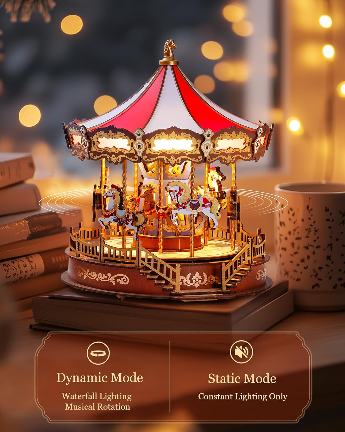Rolife Puzzle 3D in Legno Carousel Scatola Musicale - immagine 5