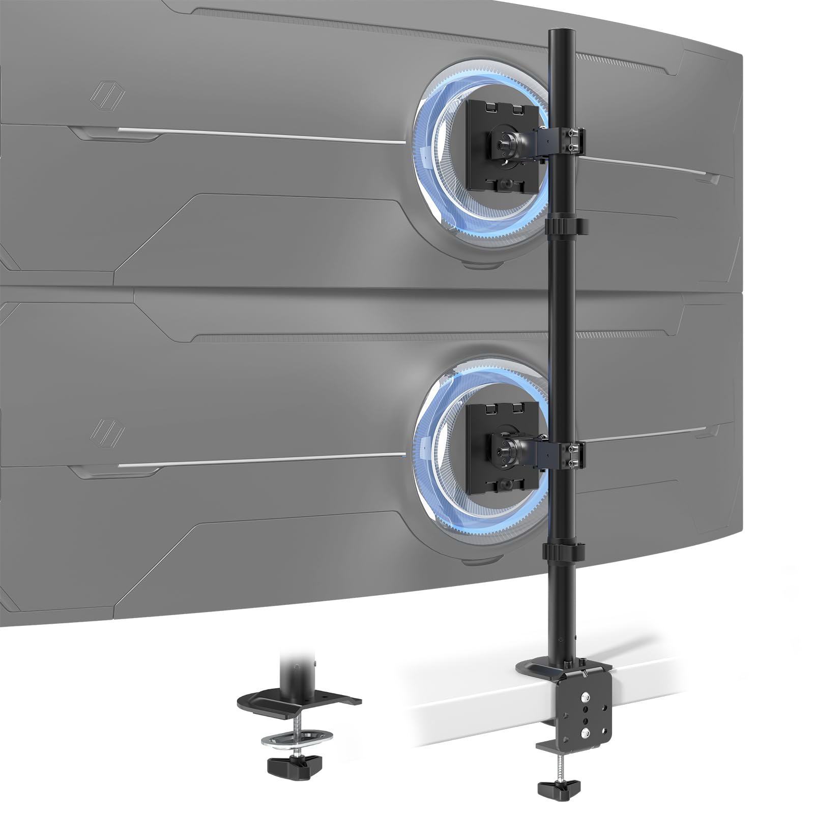 Supporto Monitor Doppio per 2 Schermi 17-49 Pollici, Nero