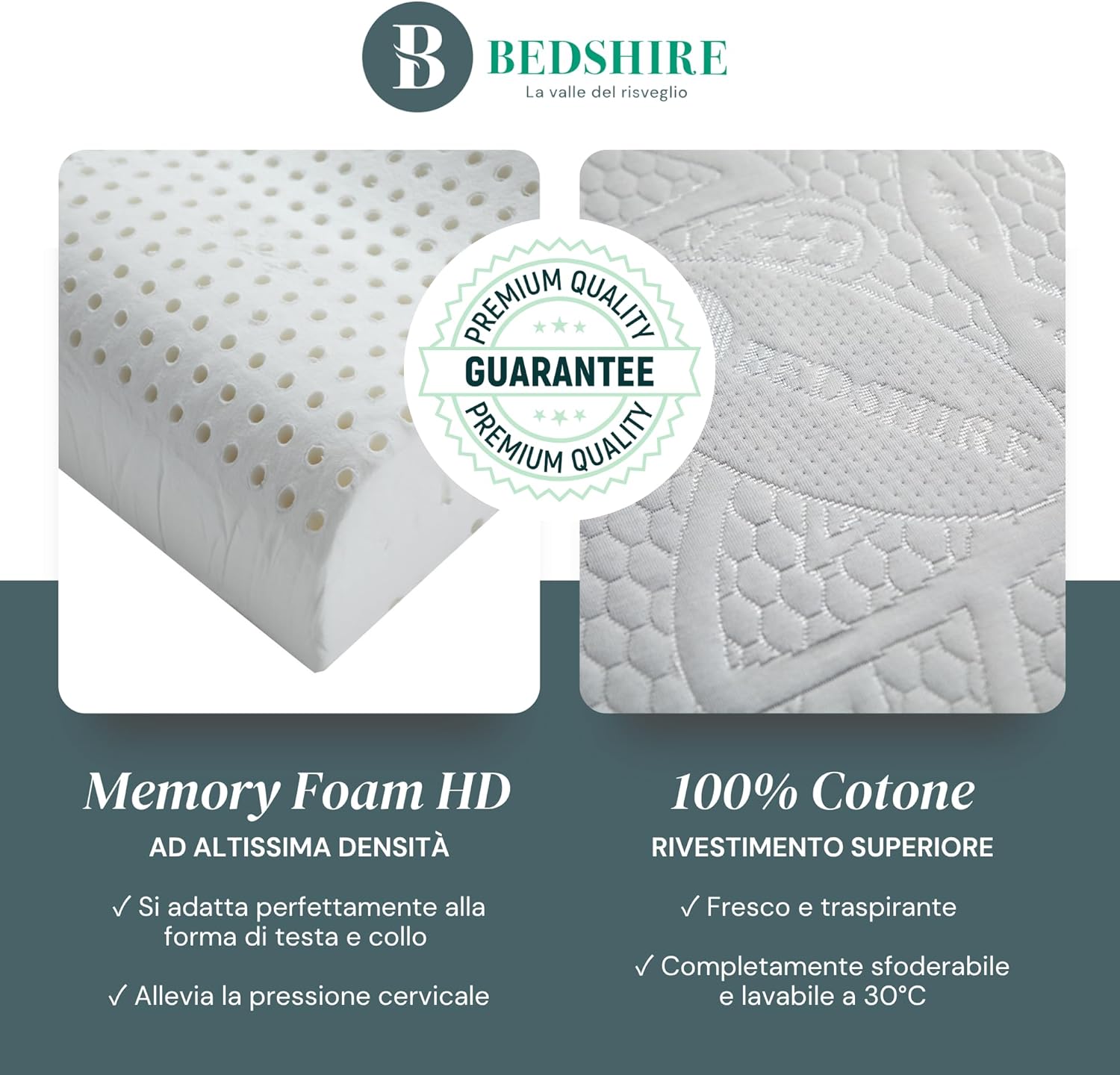 Bedshire Pillow - Coppia Cuscini Cervicale Memory Foam - immagine 4