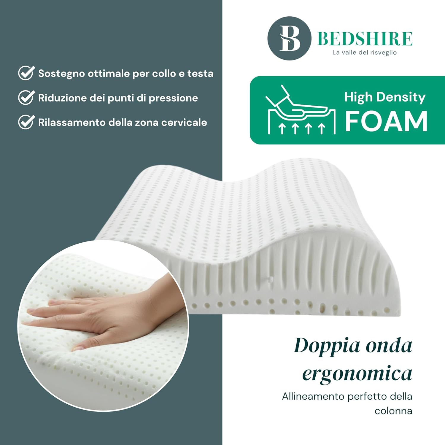 Bedshire Pillow - Coppia Cuscini Cervicale Memory Foam - immagine 6