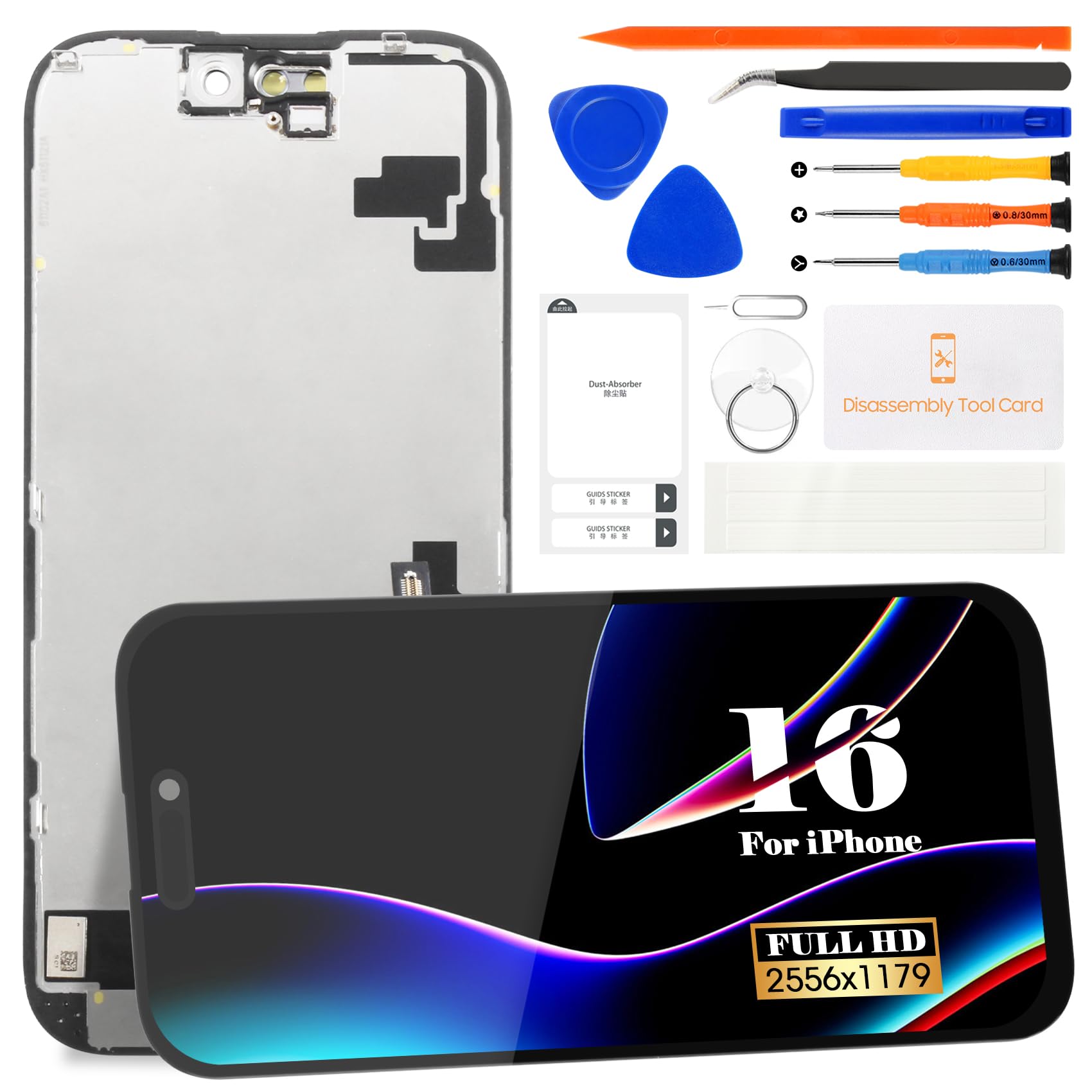 Incell - Display LCD per iPhone 16 A3287 (Nero)