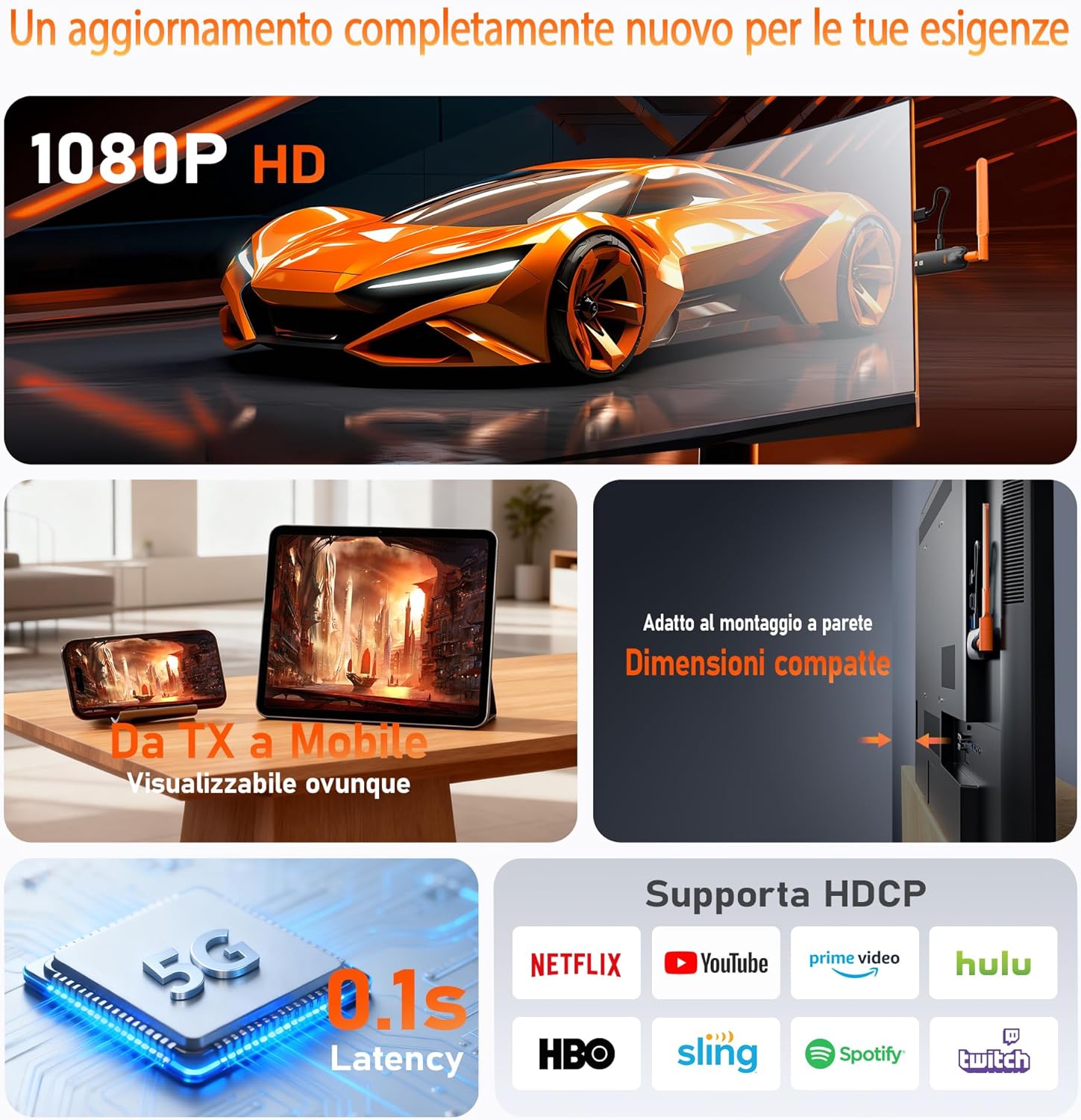 Aimibo Kit HDMI Wireless Multi-Schermo 1 TX & 4 RX - immagine 4