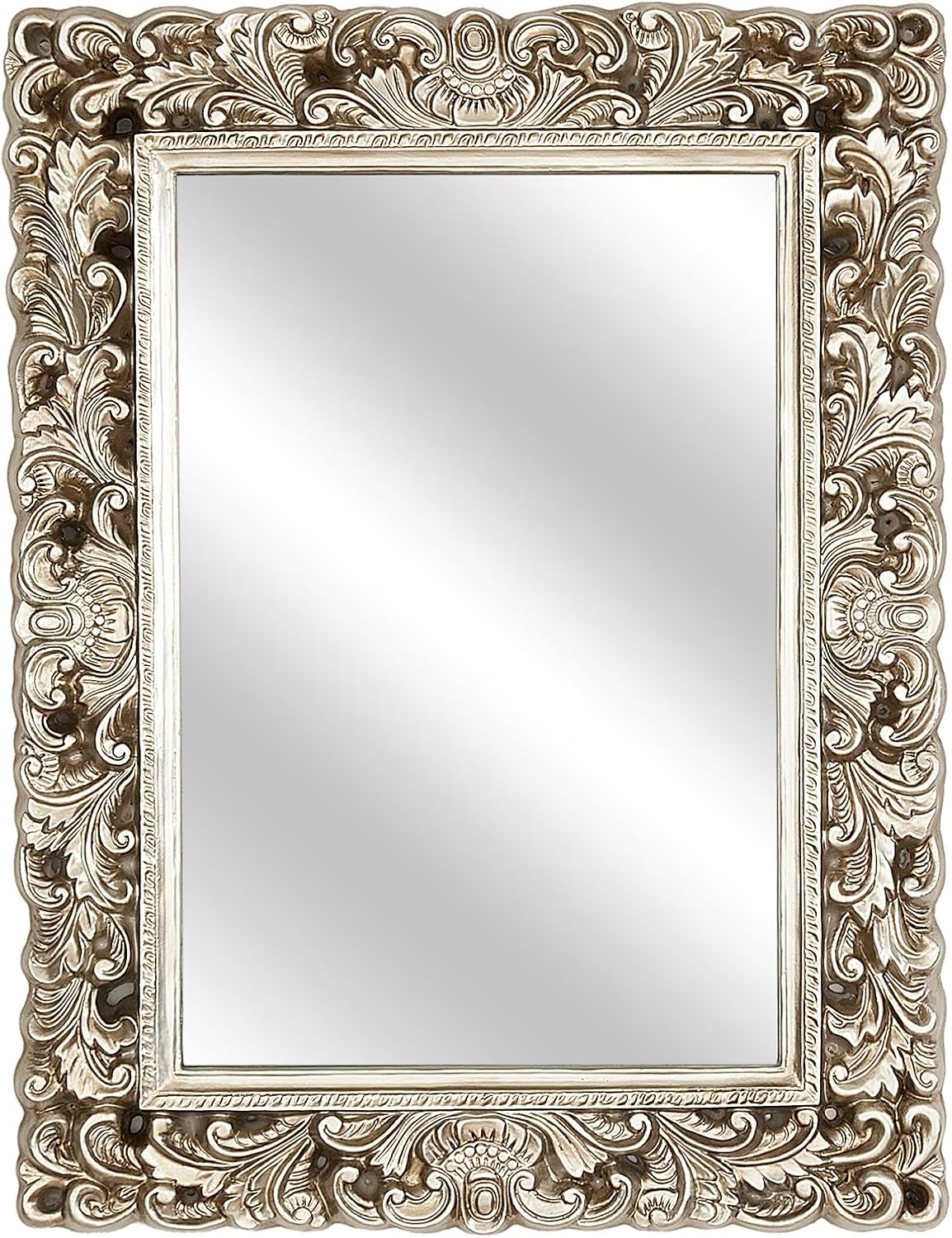 ESPEJO RECT TALLA RESINA PLATEADO