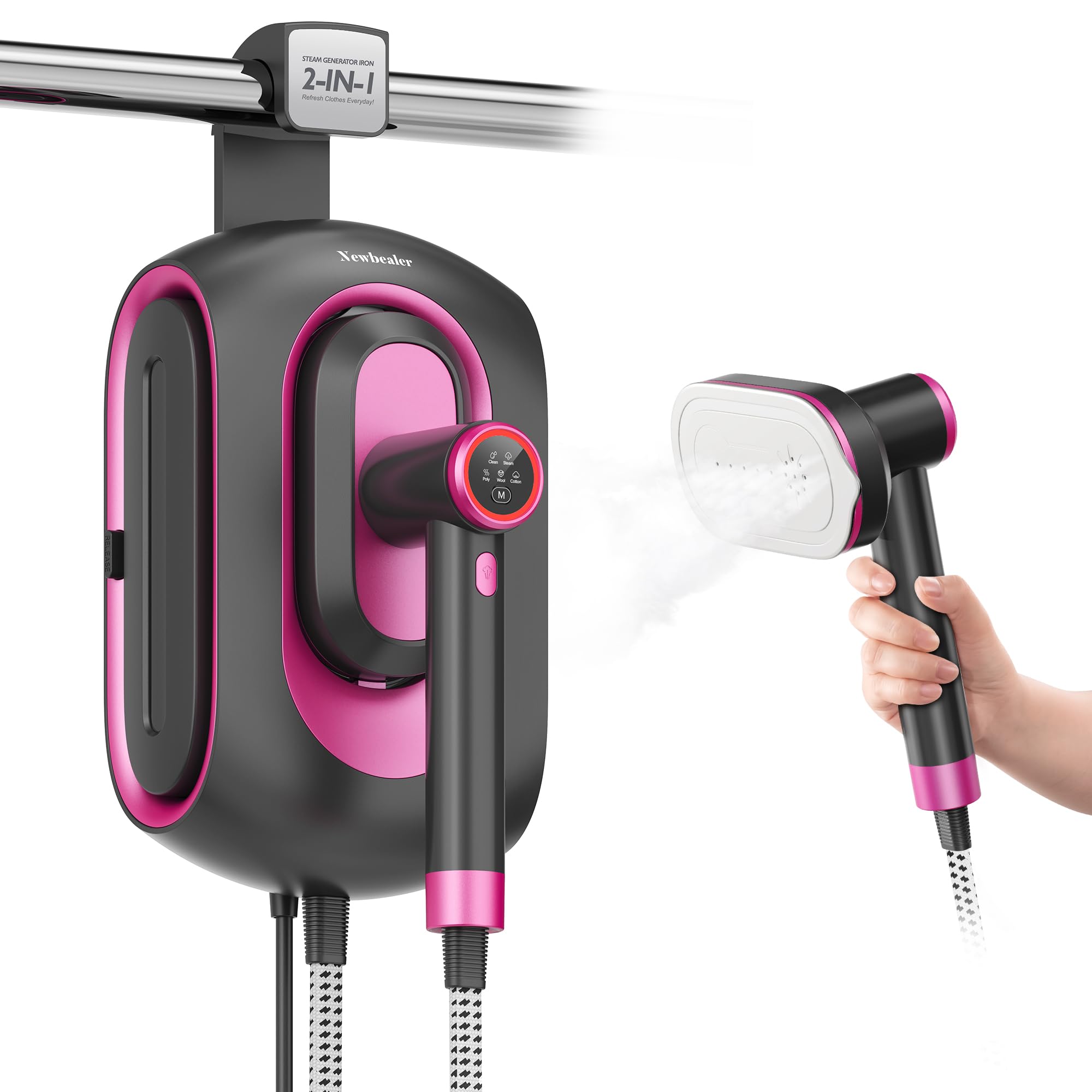 Newbealer Ferro da Stiro a Vapore 1600W Rosa Cenere