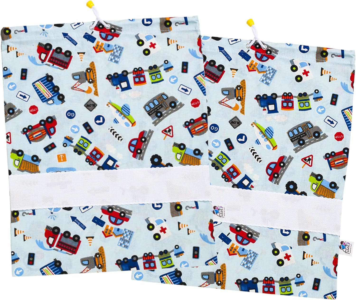 Filet - Set 2 Sacchetti Asilo in Cotone Stampato - immagine 1