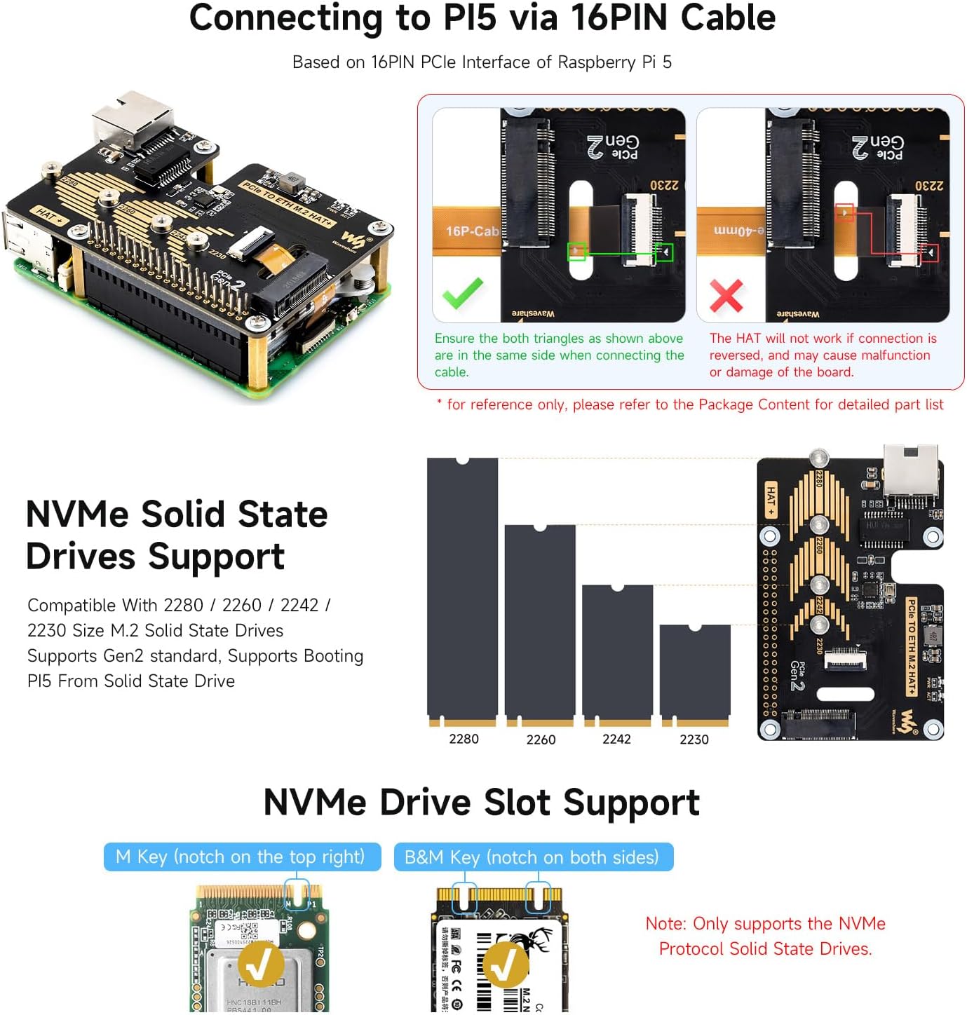 Waveshare PCIe To ETH And M.2 Adapter For Raspberry Pi 5, Plug and Play ...