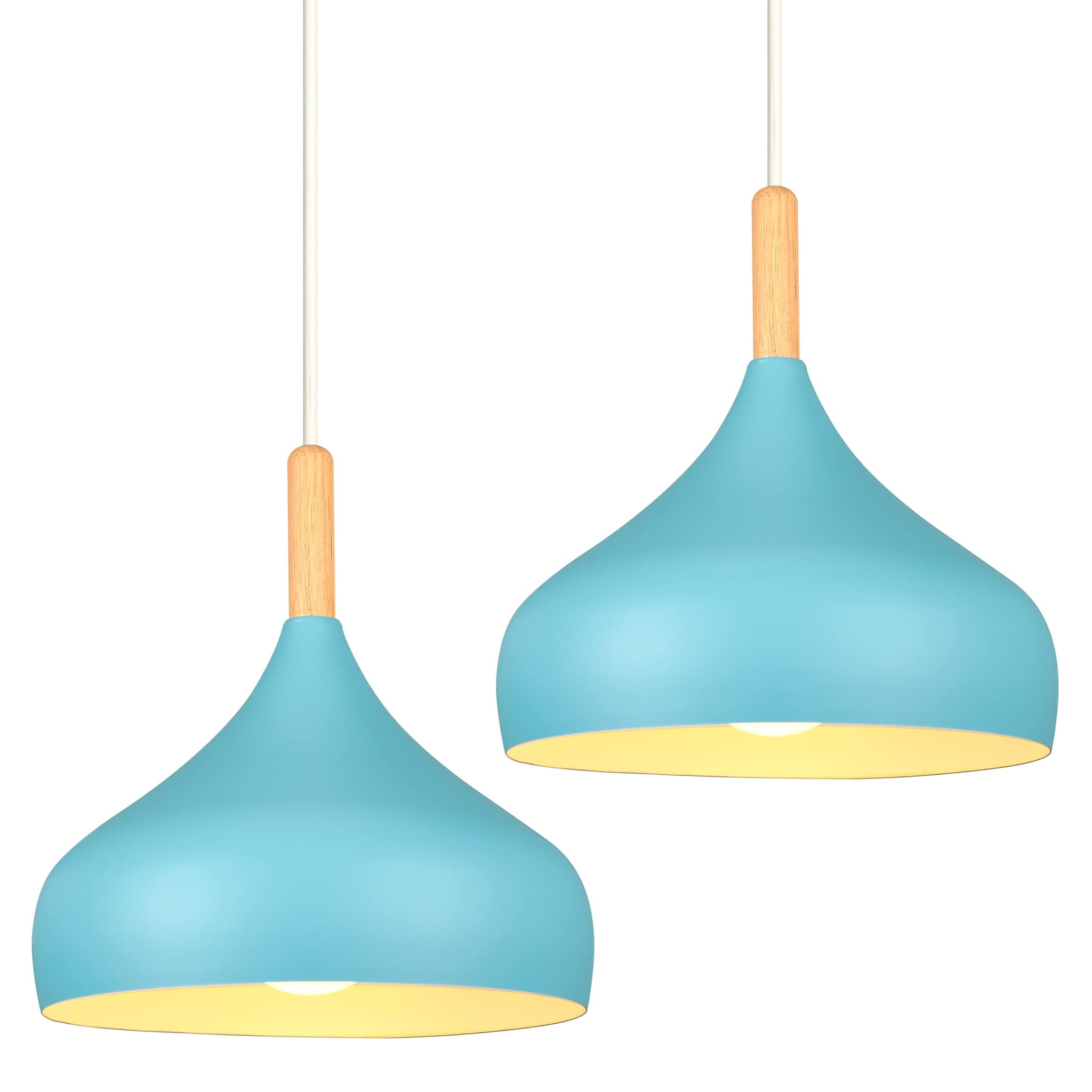 Idegu 2 Pezzi Lampadario a Sospensione Retrò 24cm, Blu