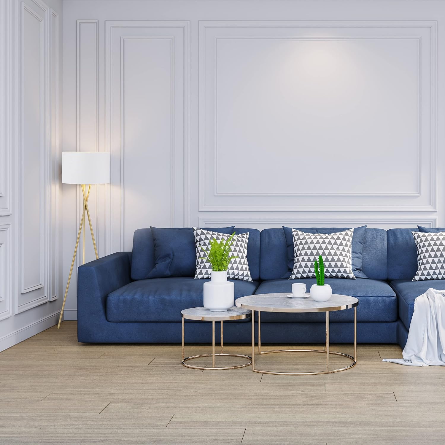 Relaxdays Lampada Treppiede da Terra H148,5cm, Oro Bianco - immagine 2