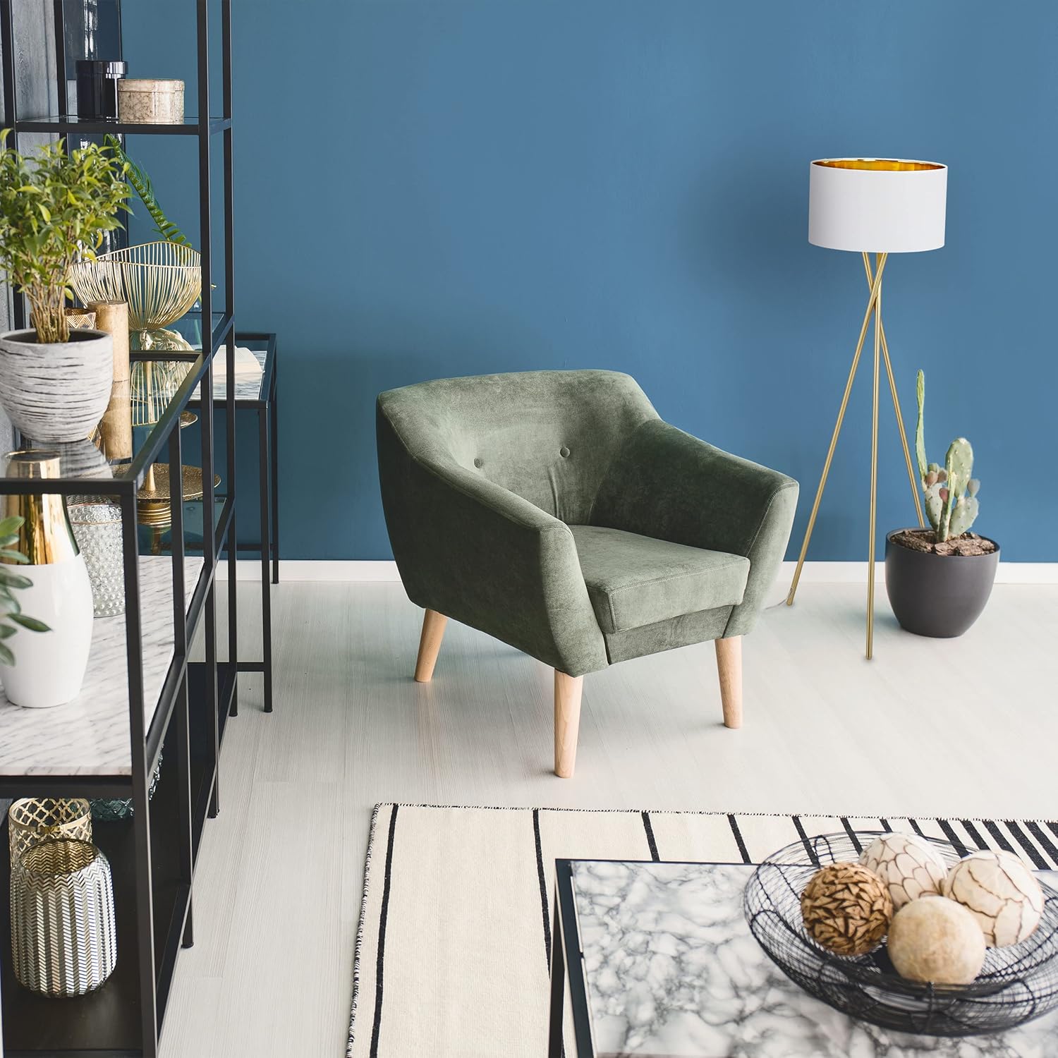 Relaxdays Lampada Treppiede da Terra H148,5cm, Oro Bianco - immagine 5