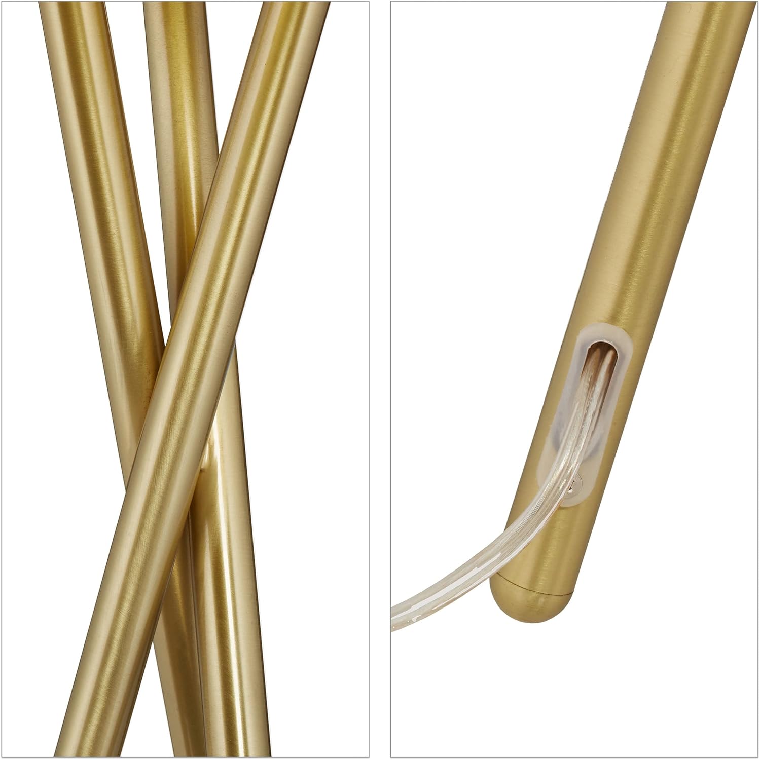 Relaxdays Lampada Treppiede da Terra H148,5cm, Oro Bianco - immagine 8