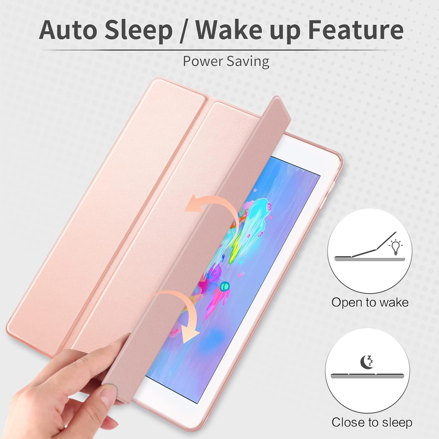 Easyacc Custodia Smart Cover per iPad 9.7 (2018/2017), Oro Rosa - immagine 3