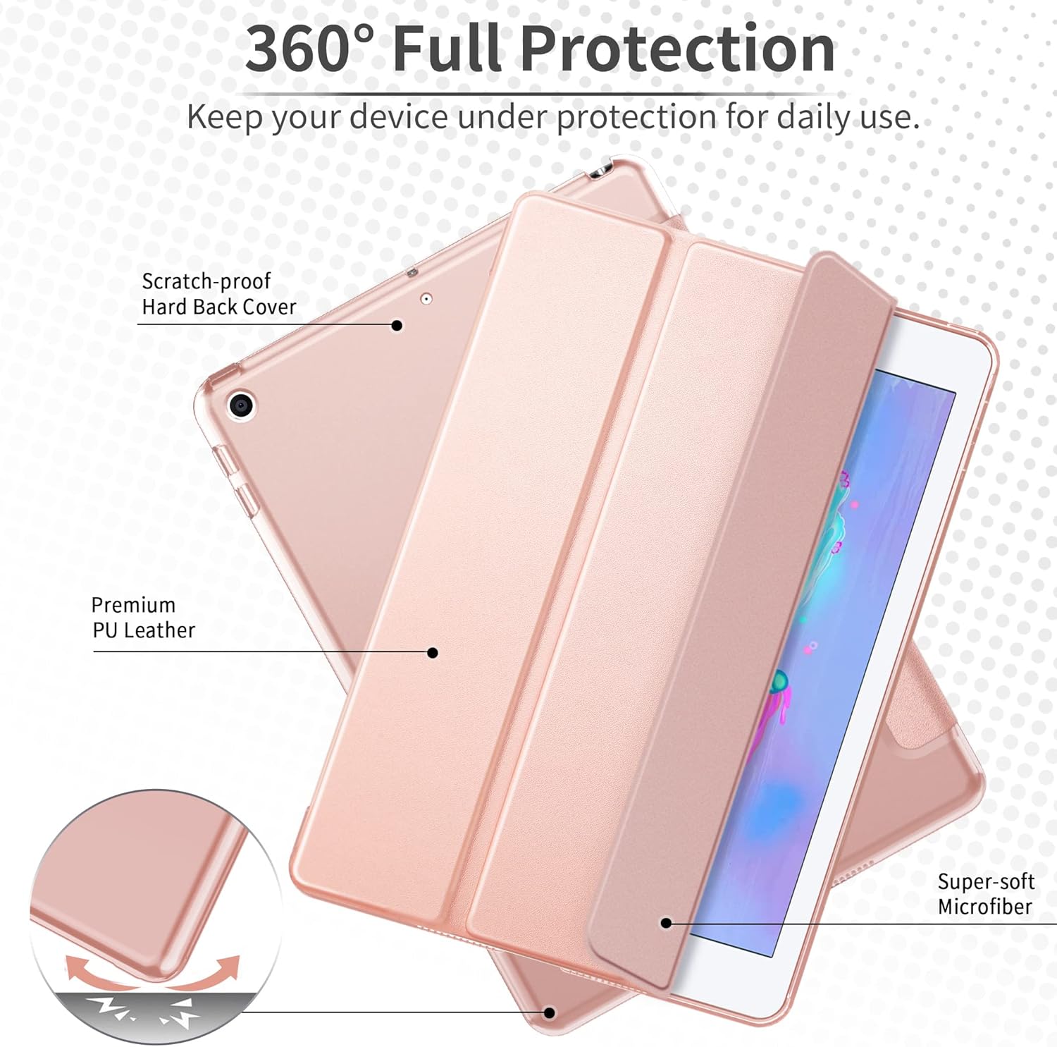Easyacc Custodia Smart Cover per iPad 9.7 (2018/2017), Oro Rosa - immagine 4