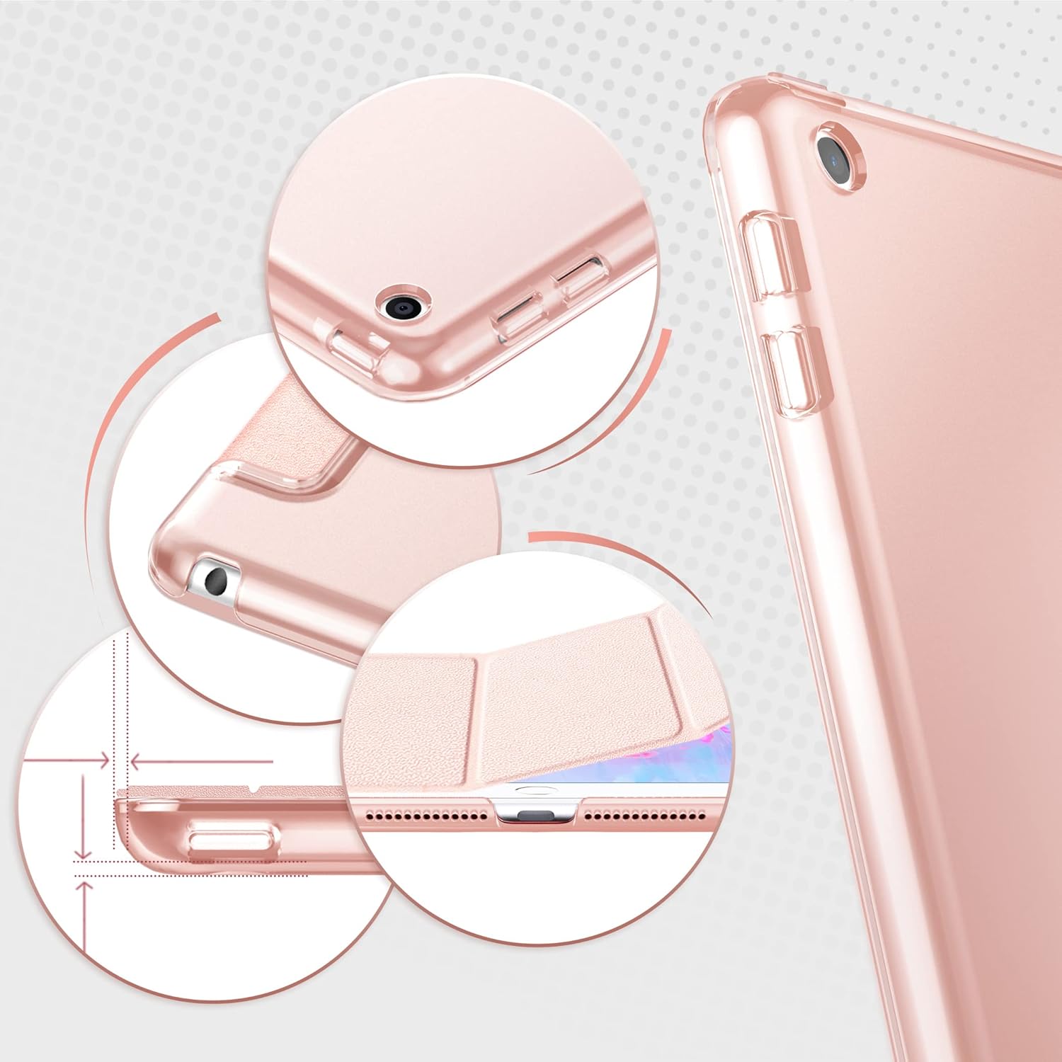Easyacc Custodia Smart Cover per iPad 9.7 (2018/2017), Oro Rosa - immagine 6