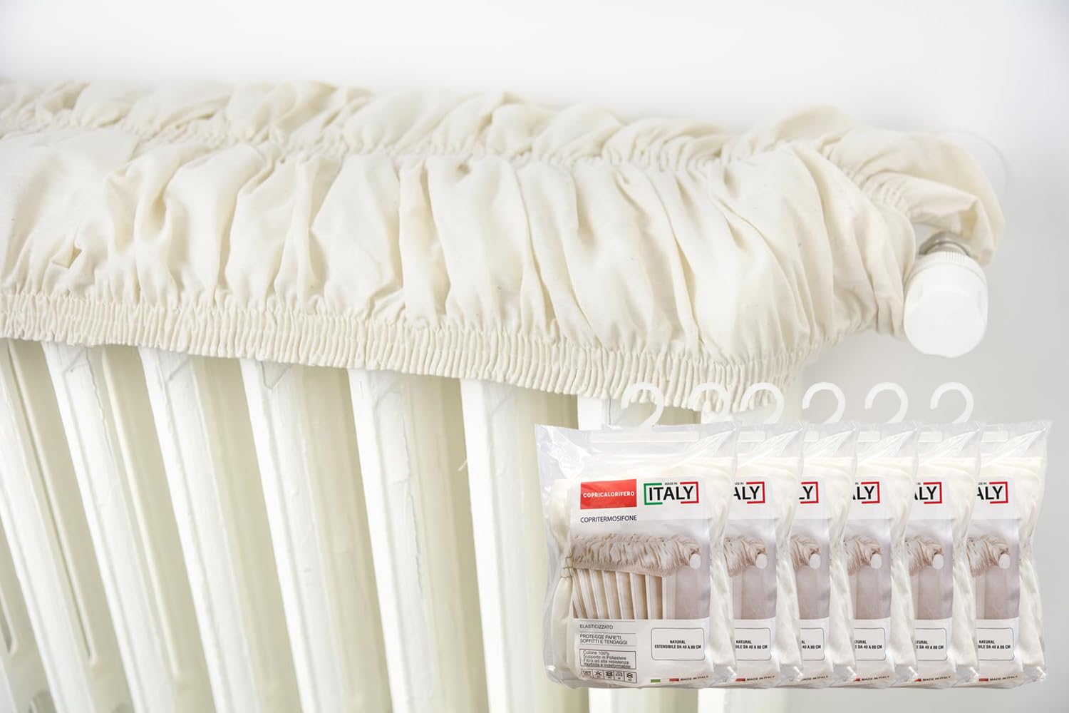 6PZ Copricalorifero Elasticizzato Beige 80-140cm