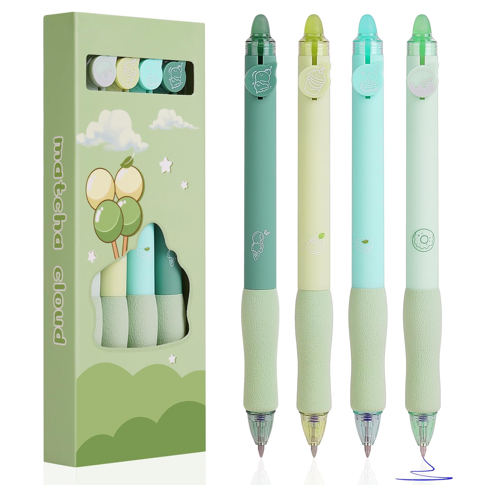 OFFCUP Set di 4 Penne Gel Cancellabili, Penna a Sfera Cancellabile, Penne Gel, Punta 0,5 mm, Scrittura Chiara e Lisciaper Scuola, Forniture Scolastiche & Regalini Compleanno Bambini