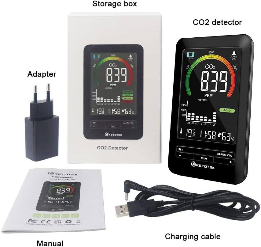 Ketotek Misuratore di CO2 per Interni con Allarme - immagine 6