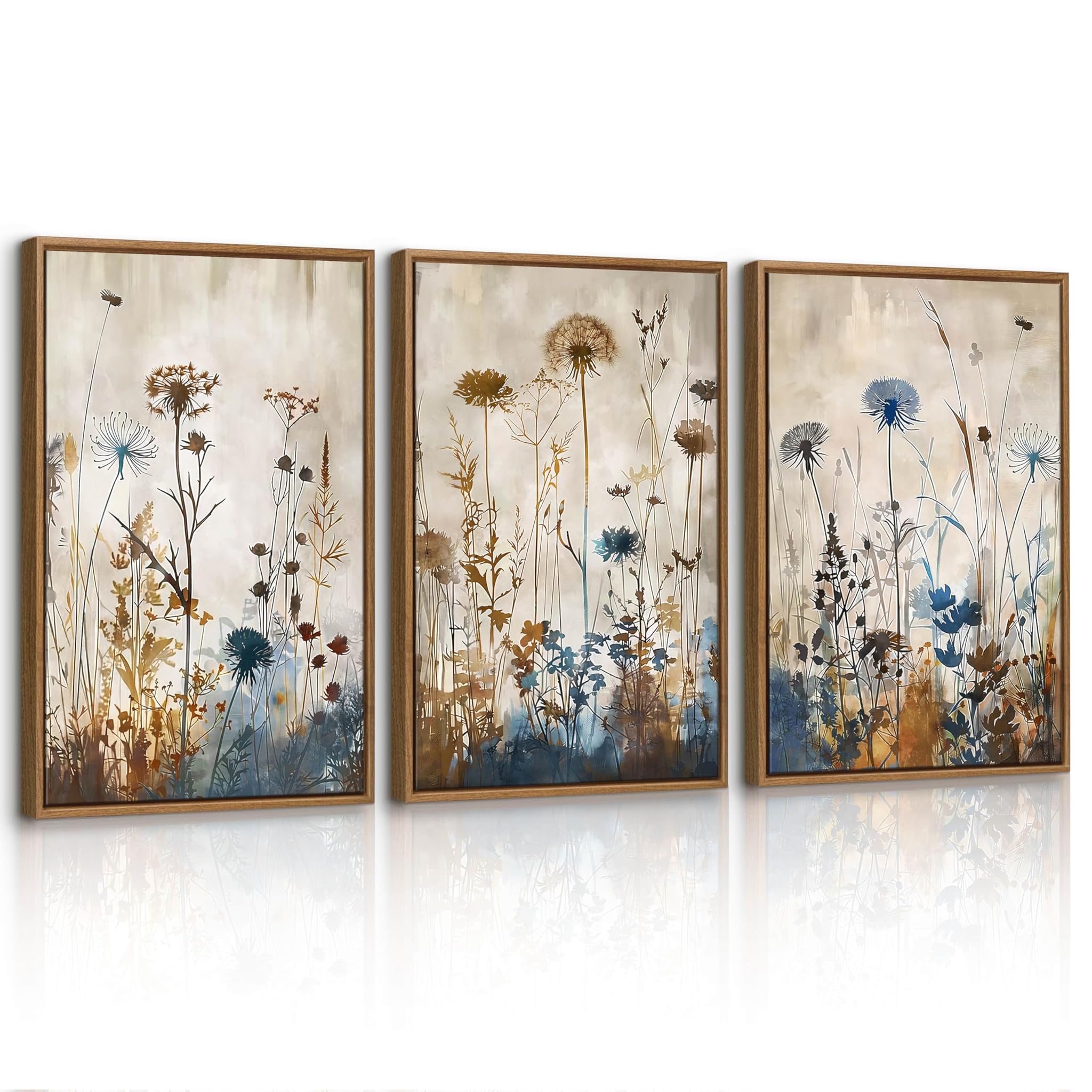 Quadri Moderni Rustico Dente di Leone Stampa su Tela, 3 Pcs