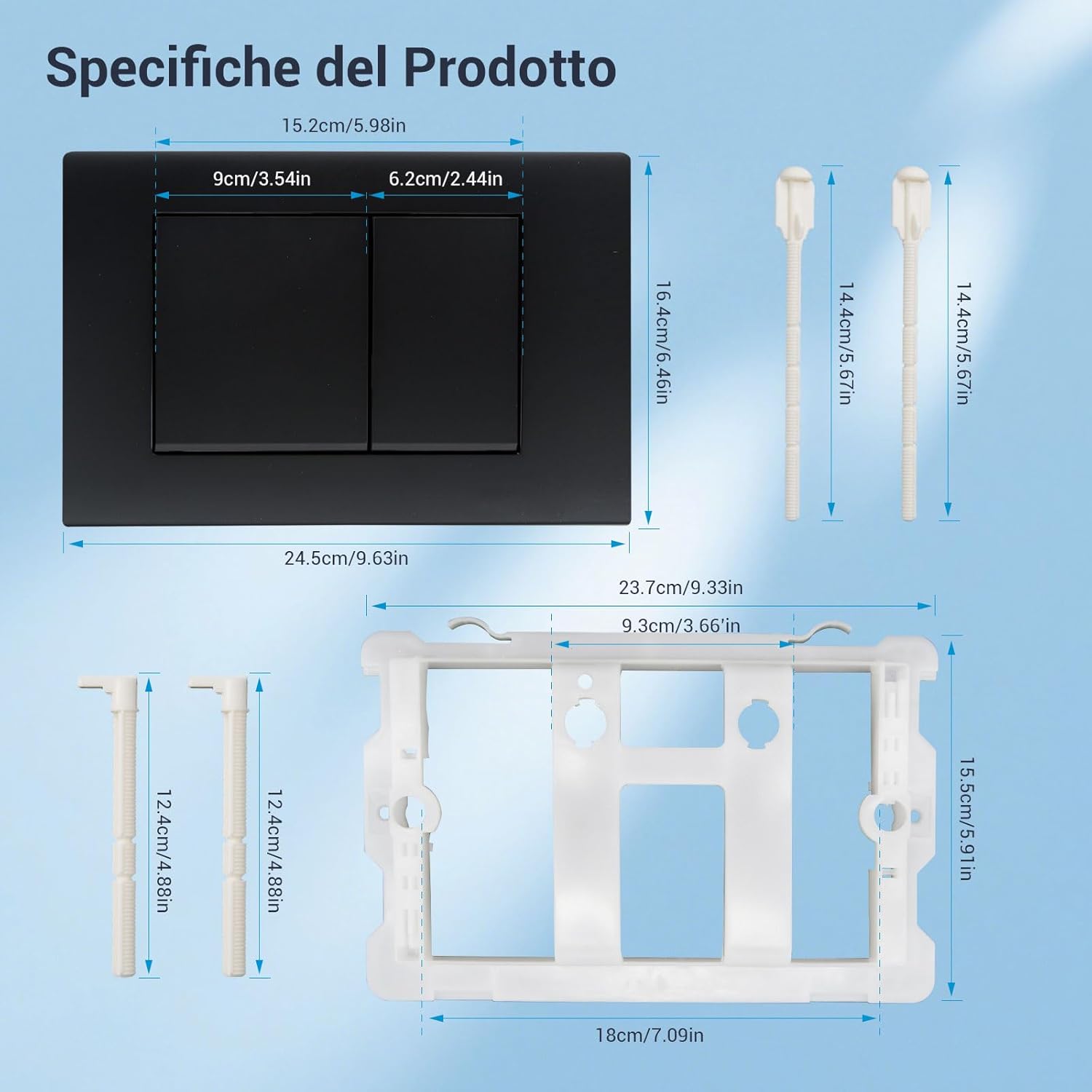 Generico Placca di Comando WC Compatibile Geberit, Nero Opaco - immagine 4