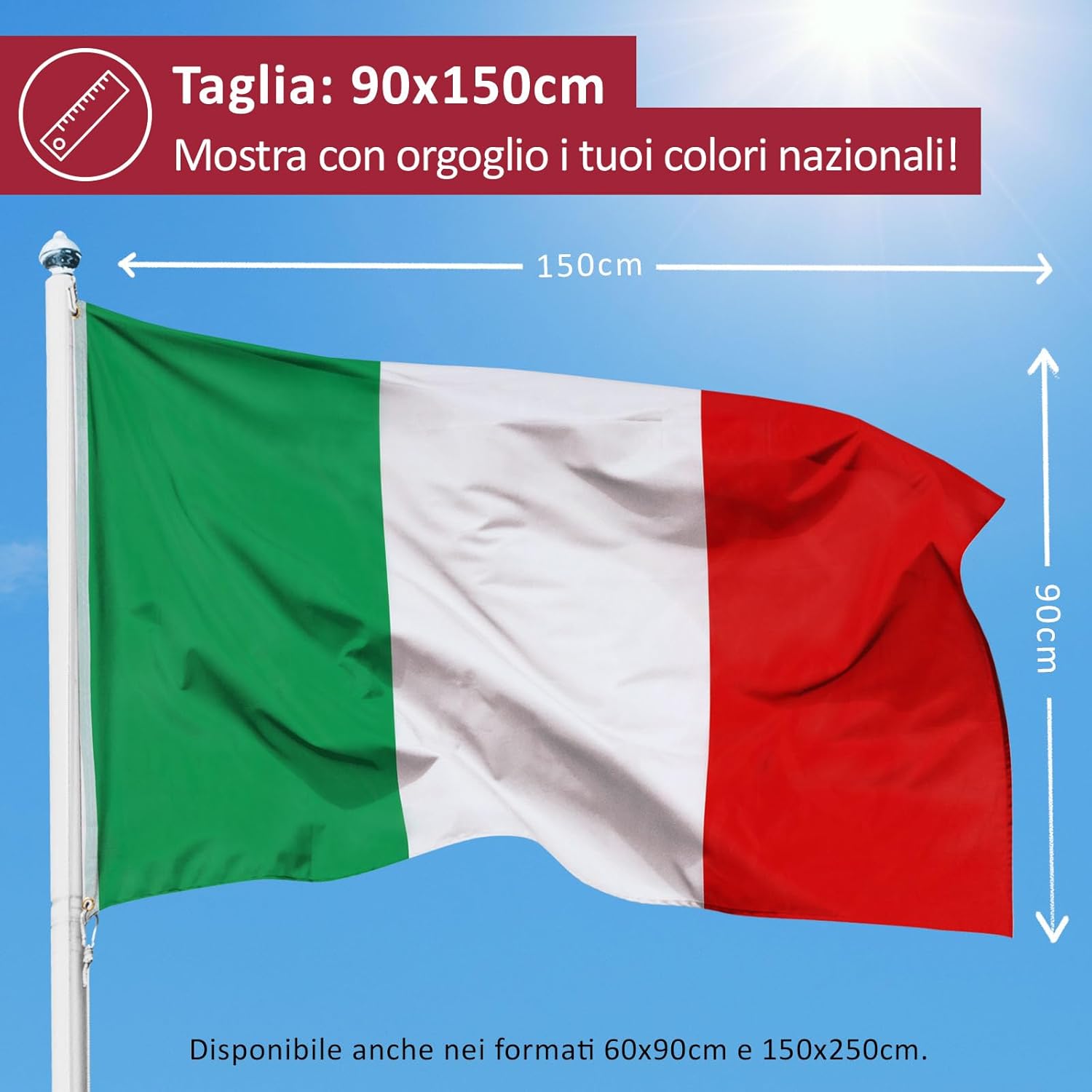 Aricona Bandiera Italia 90x150cm - immagine 2