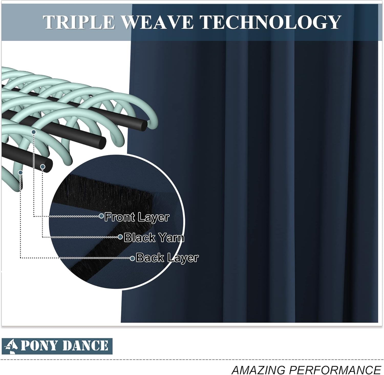 Pony Dance Tenda Oscurante 2 Pezzi Blu Scuro - immagine 5