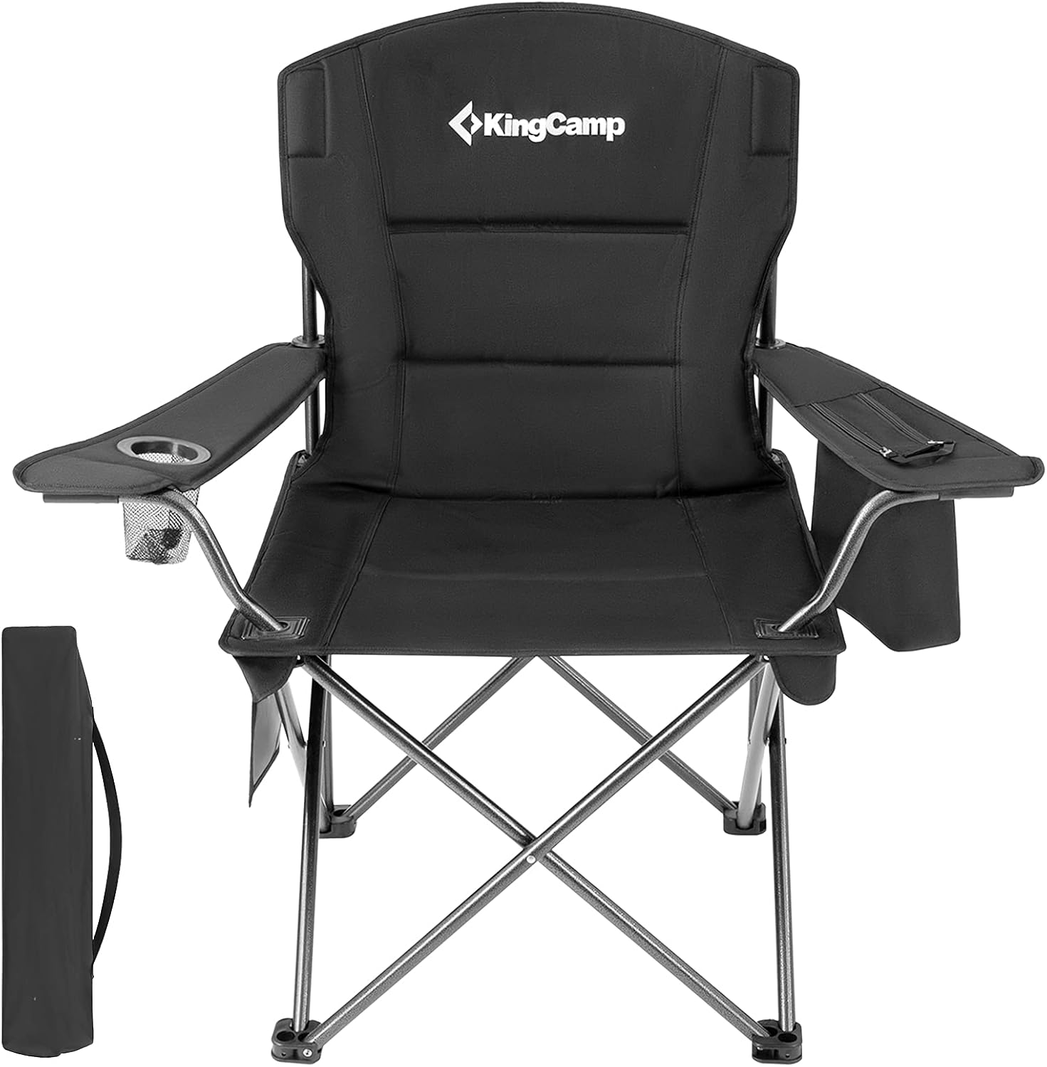 Kingcamp Sedia Pieghevole Campeggio Imbottita 136kg, Nero