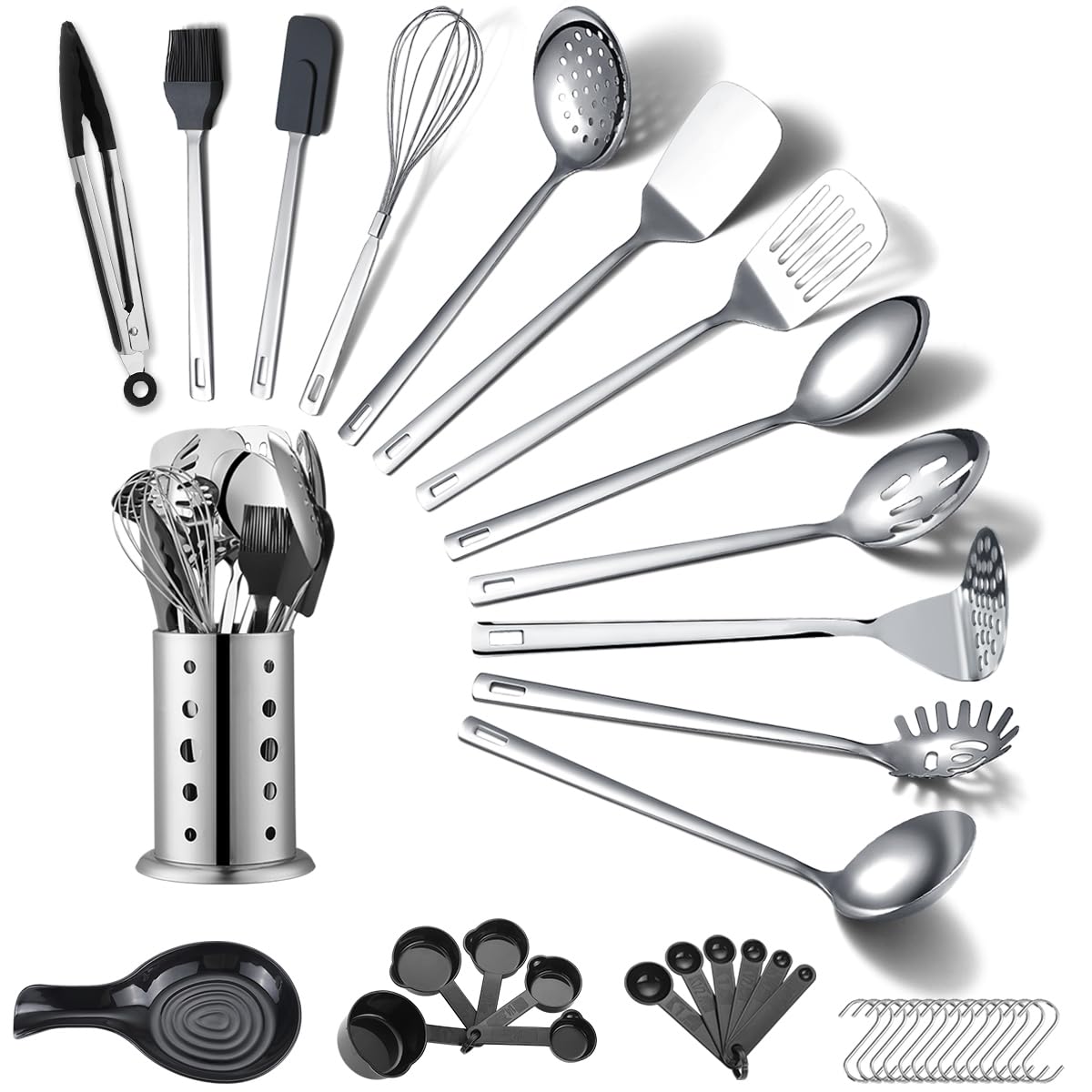 Set Utensili da Cucina in Acciaio Inossidabile 40 Pezzi