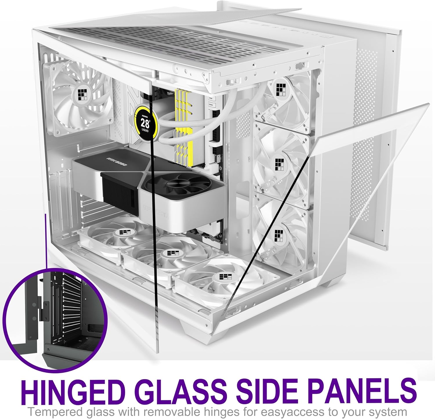 Foifkin F300 Case PC Mid-Tower Gaming, Bianco - immagine 3