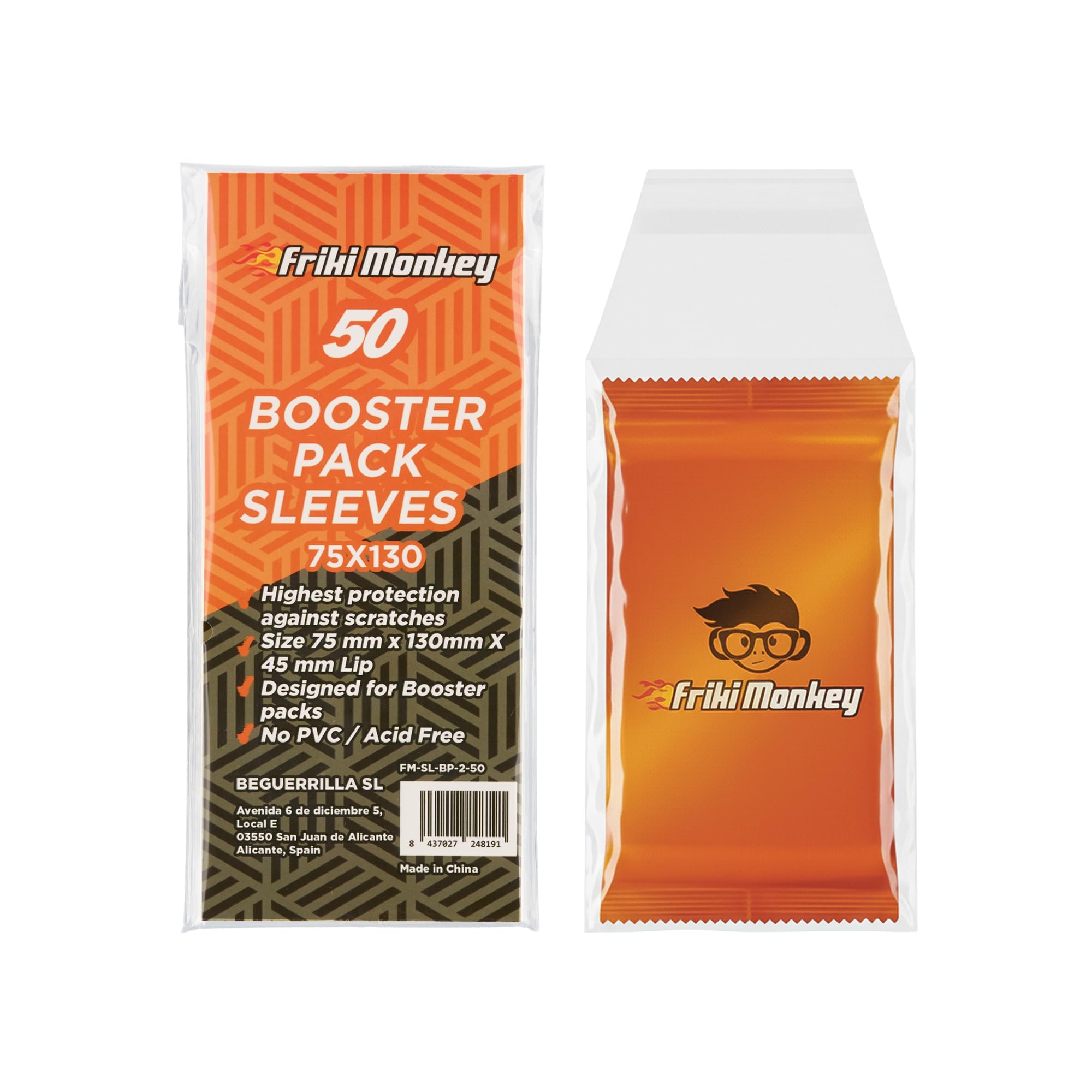 Buste richiudibili per Booster Packs Pack 50-75x130mm + 45mm patta adesiva - Protezioni larghe antipolvere e antigraffio per buste TCG e sportive - Geki Monkey