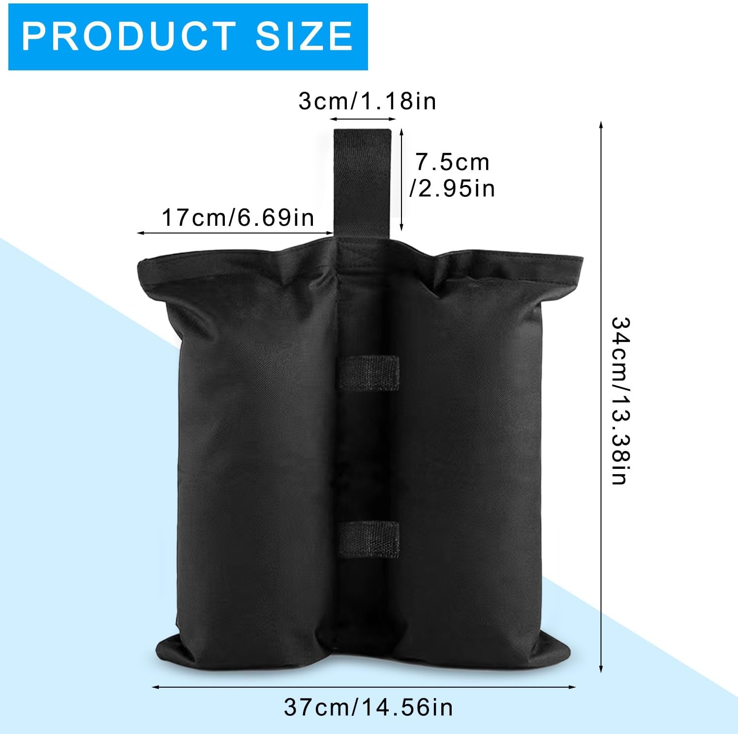 Pesi per Gazebo - 4 Pezzi Sacchi di Sabbia, Nero - immagine 2