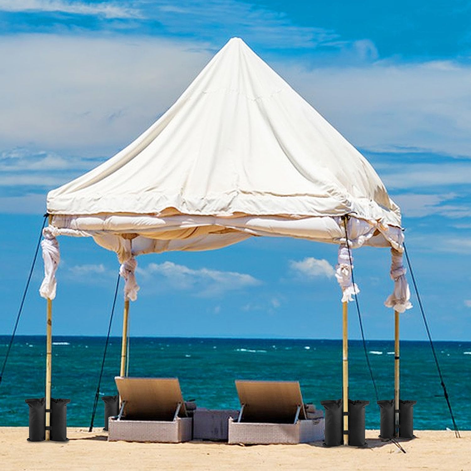 Pesi per Gazebo - 4 Pezzi Sacchi di Sabbia, Nero - immagine 4