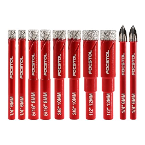 Focstol Set Punte Trapano Diamantate 10 Pezzi