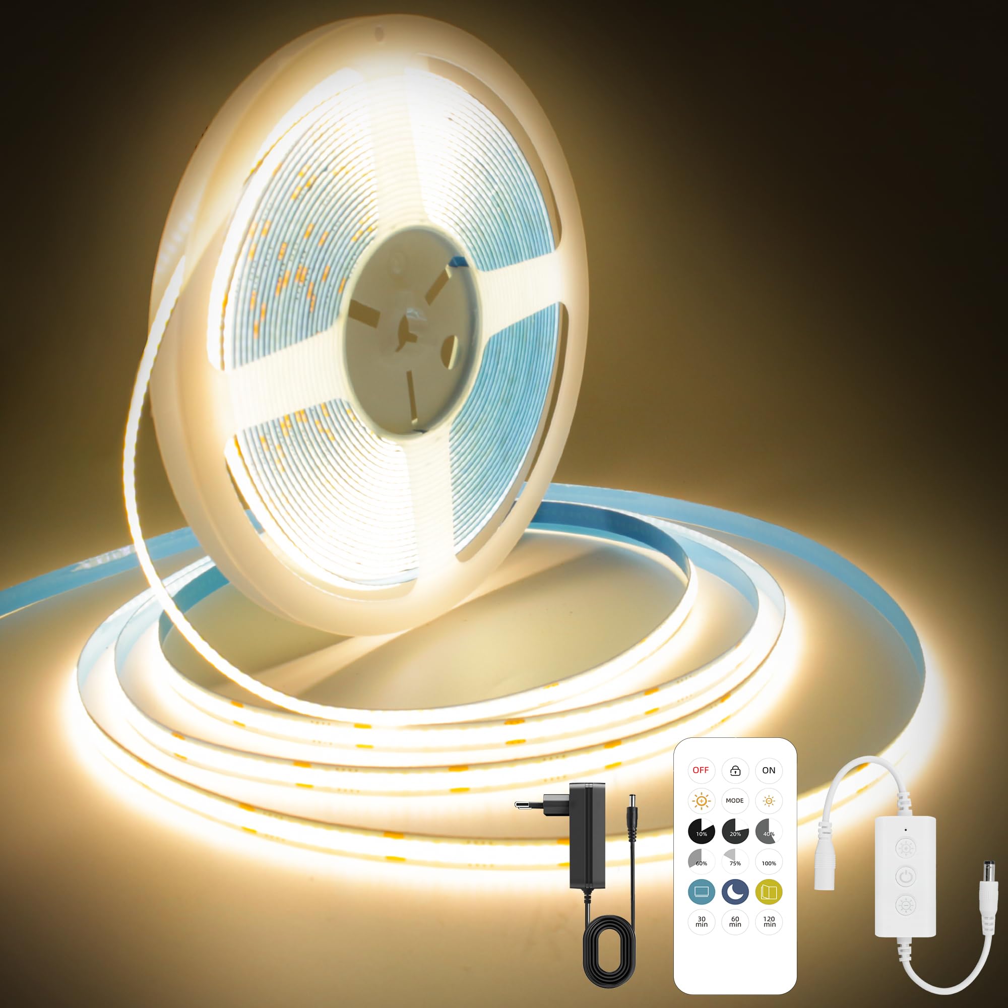 Striscia LED COB 10m 24V Bianco Caldo 3000K