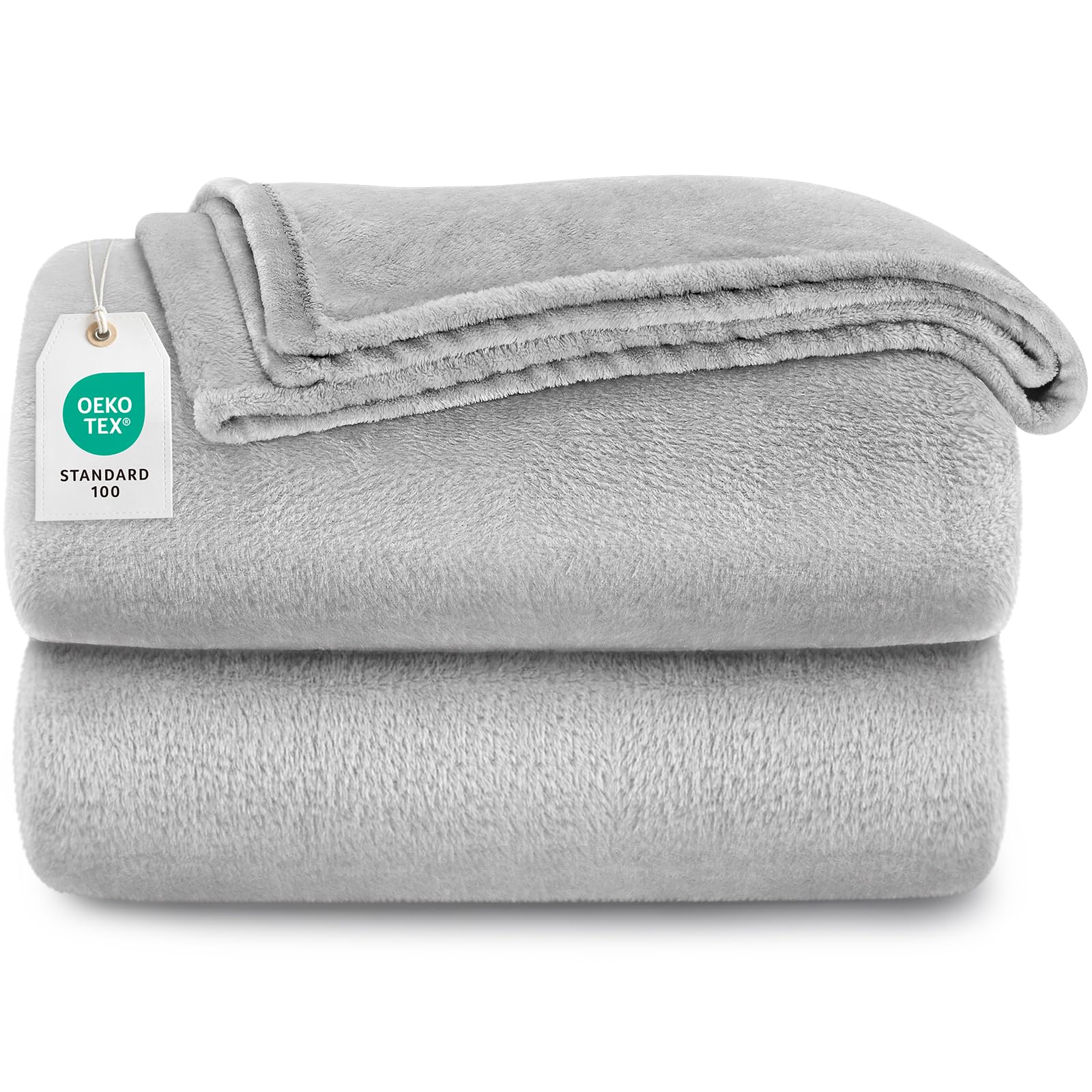 Coperta Plaid - 200 x 230 CM - Grigio Chiaro Winter Blanket - Coperta Divano, Morbida, Accogliente, Nessun Odore, Lavabile in Lavatrice, Adatto per l'Autunno e l'Inverno, Antistatico